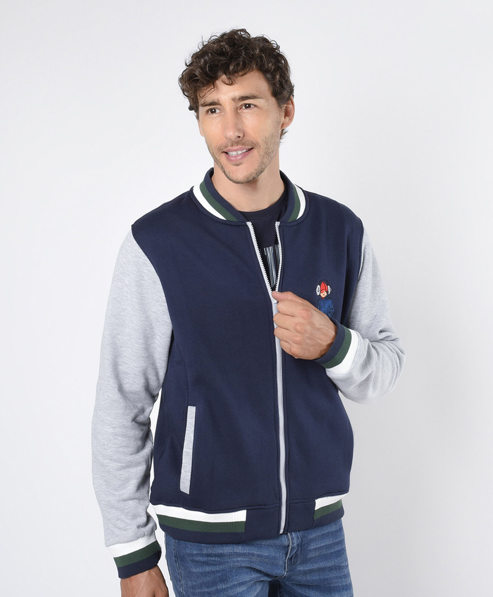 Chaqueta hombre bomber doble estampado Chaqueta hombre bomber doble estampado