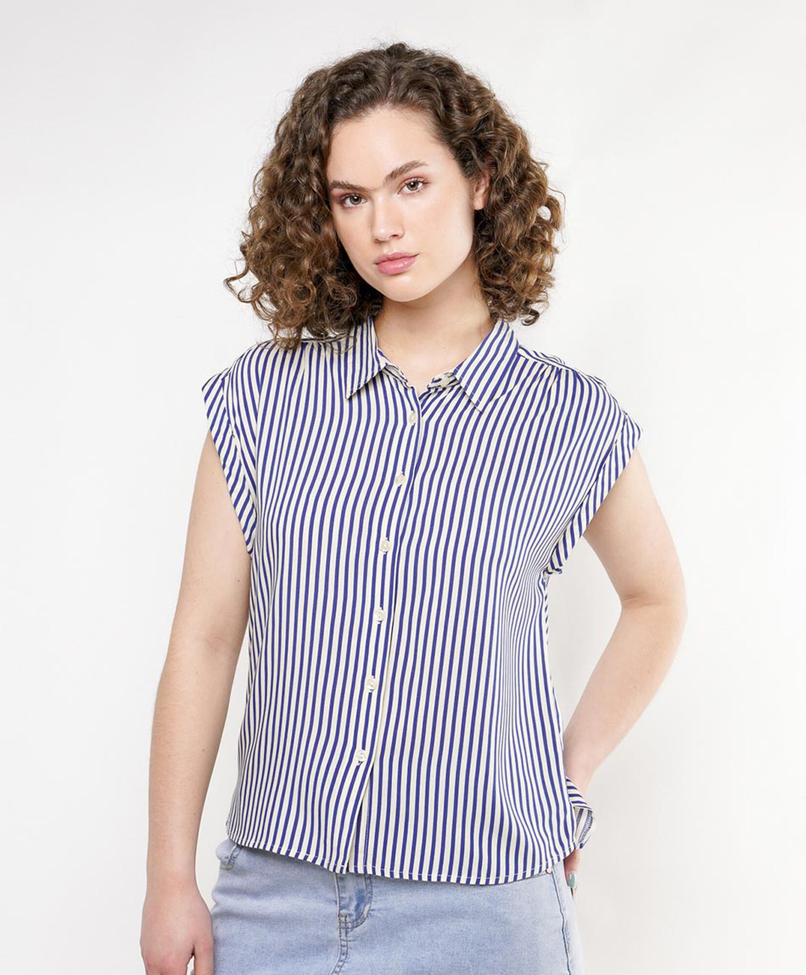 Blusa mujer listas mini manga Blusa mujer listas mini manga