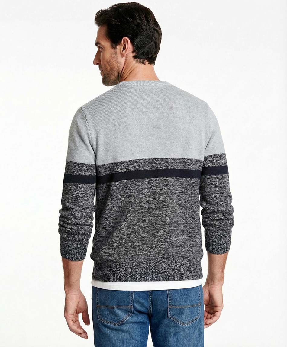 Sweater hombre tricolor gris