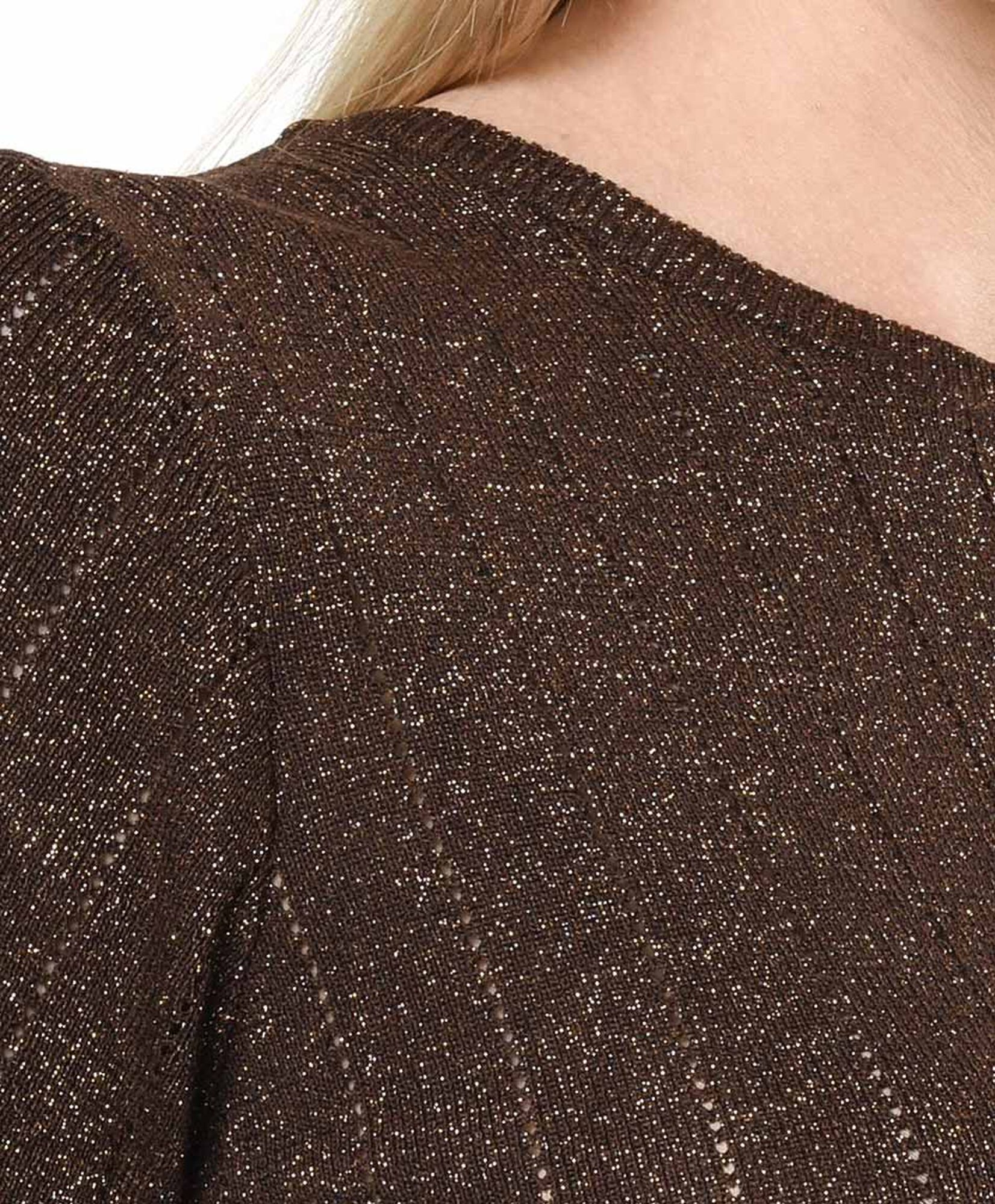 Polera mujer café metalizada Polera mujer café metalizada