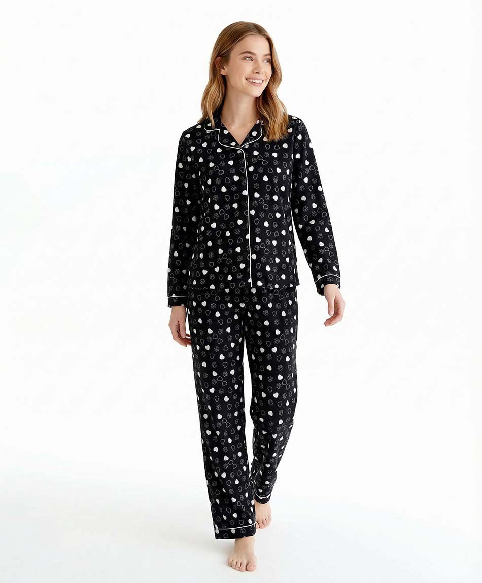 Pijama mujer dise&ntilde;o camisa corazones
