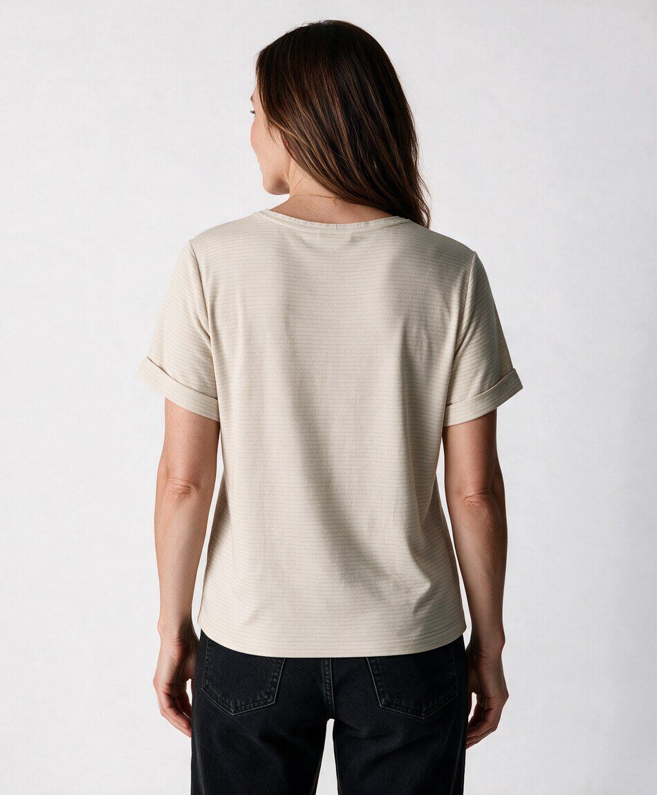 Polera mujer rayas doradas