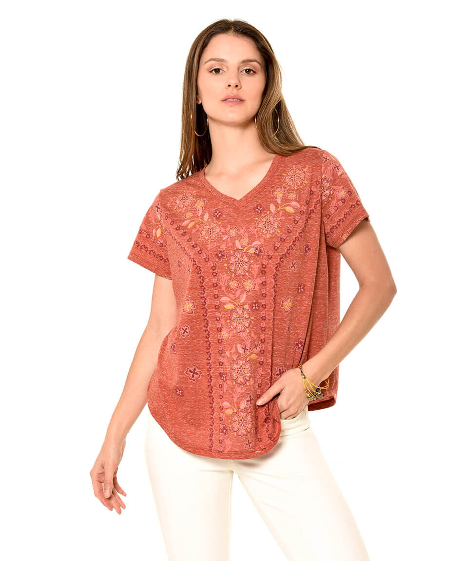 Polera gold print frontal
