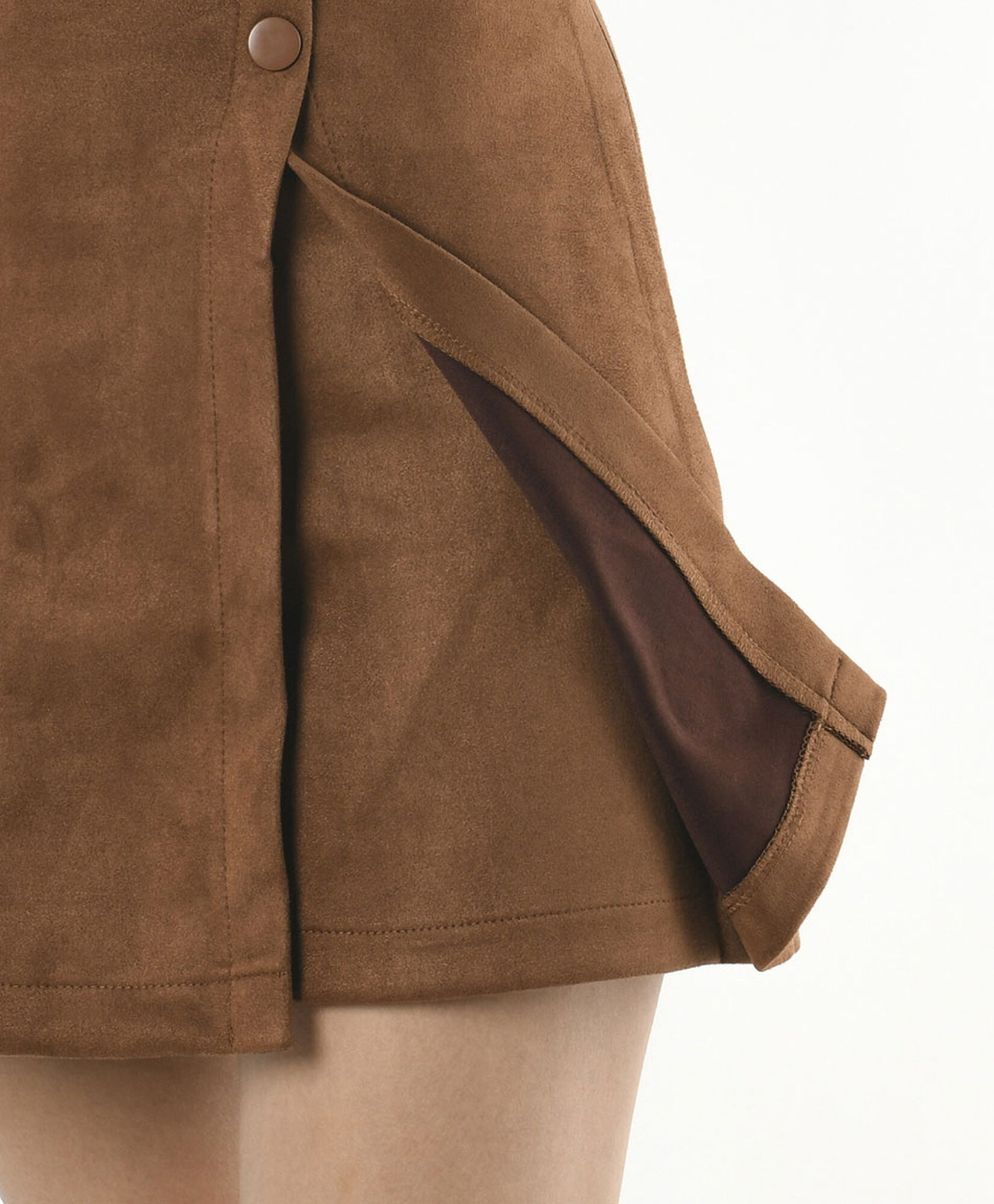 Mini falda mujer suede short café Mini falda mujer suede short café