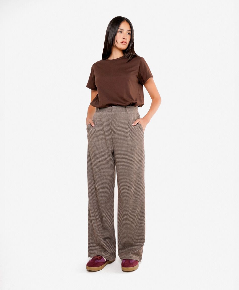 Pantal&oacute;n mujer mini check wide leg