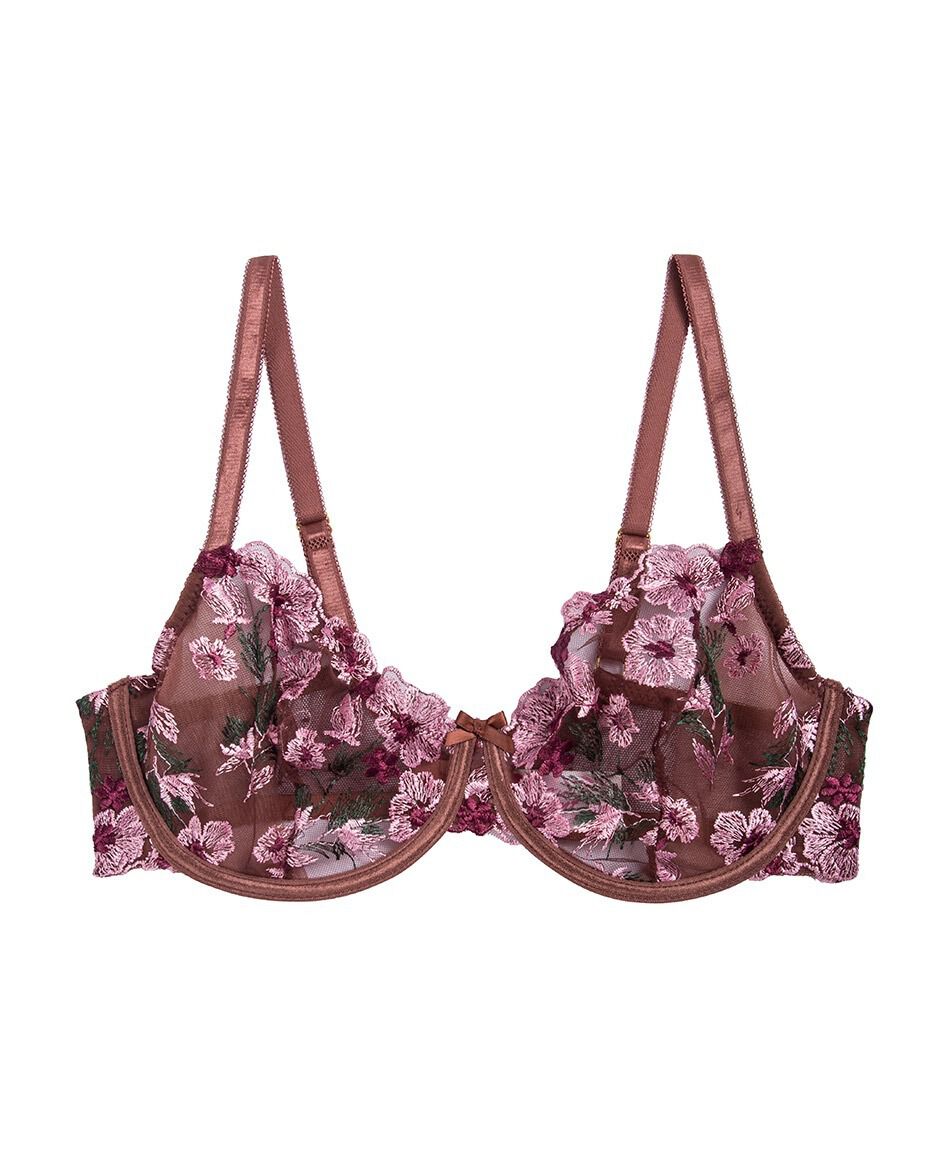Sost&eacute;n mujer mesh flores bordadas