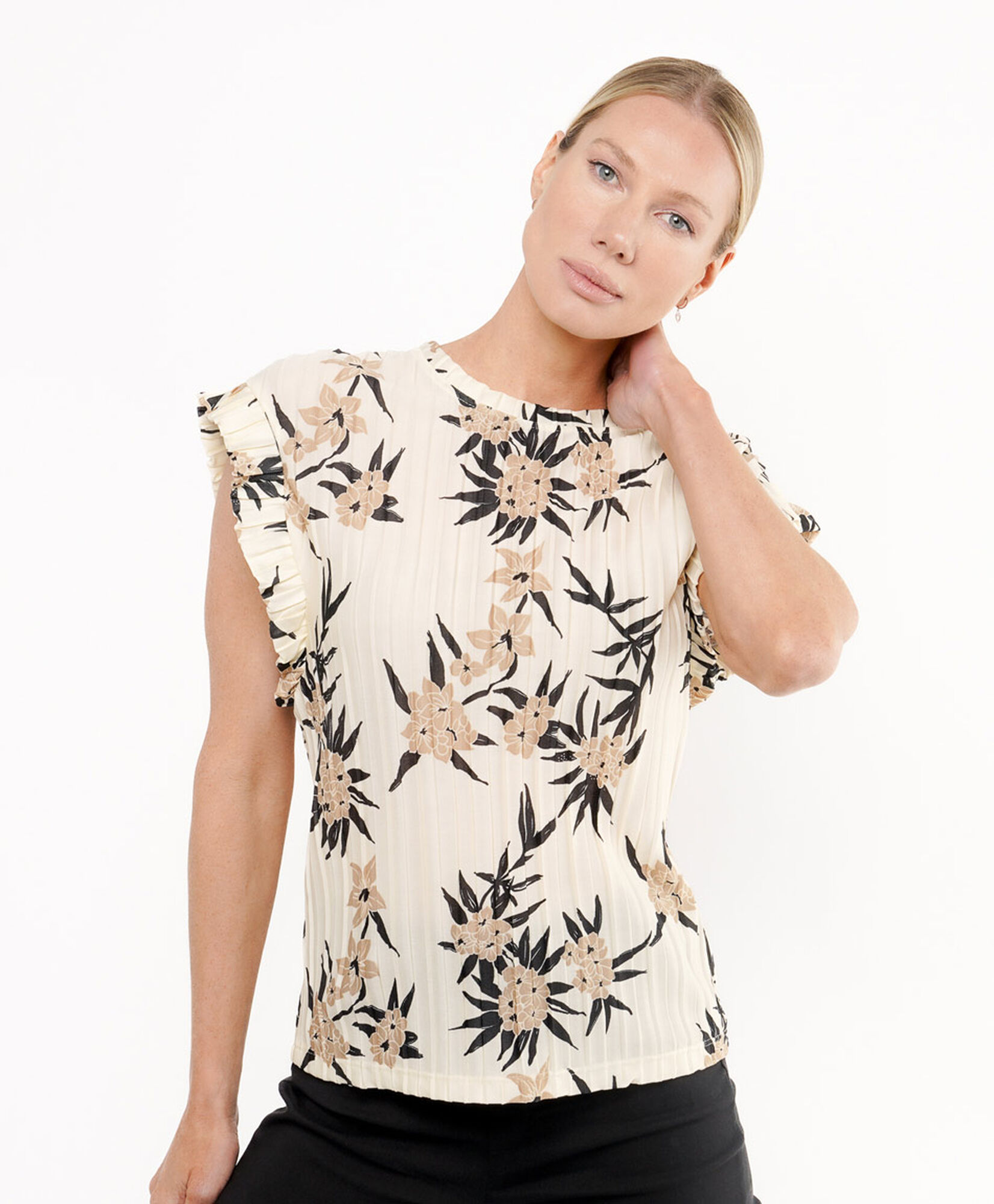 Polera mujer flores manga vuelo Polera mujer flores manga vuelo