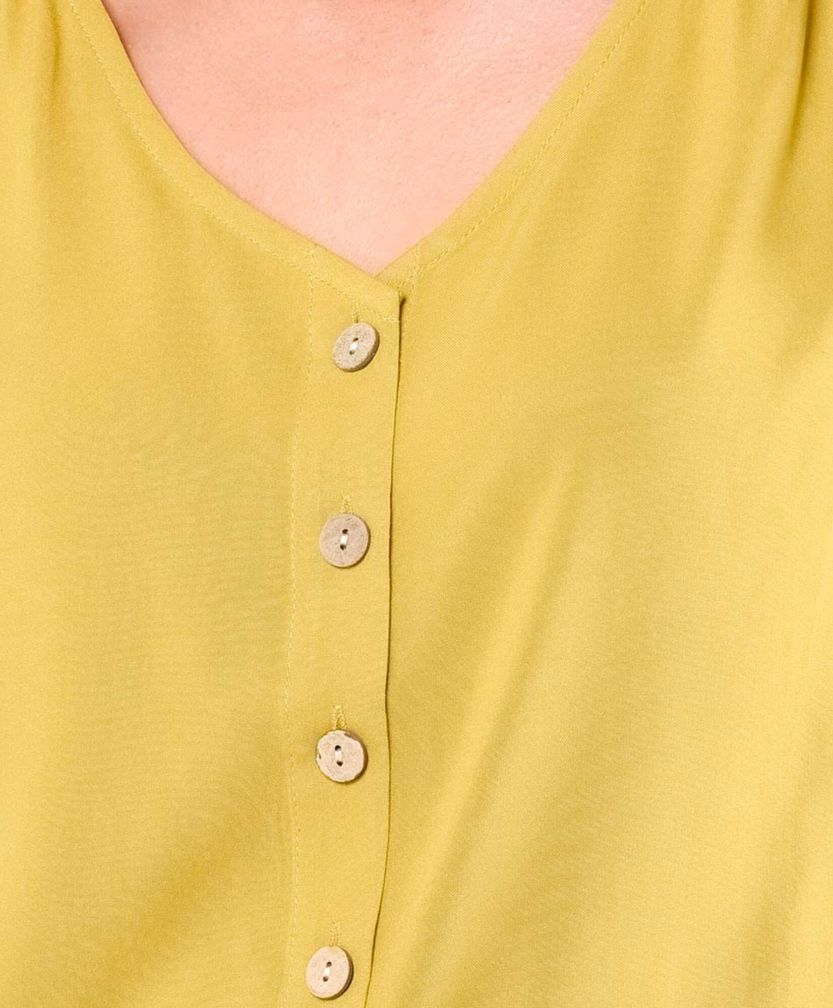 Blusa mujer mini manga botones amarilla Blusa mujer mini manga botones amarilla