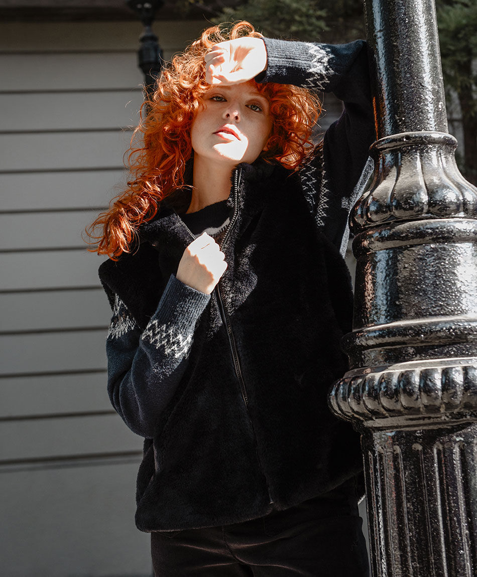 Chaqueta mujer sin mangas piel