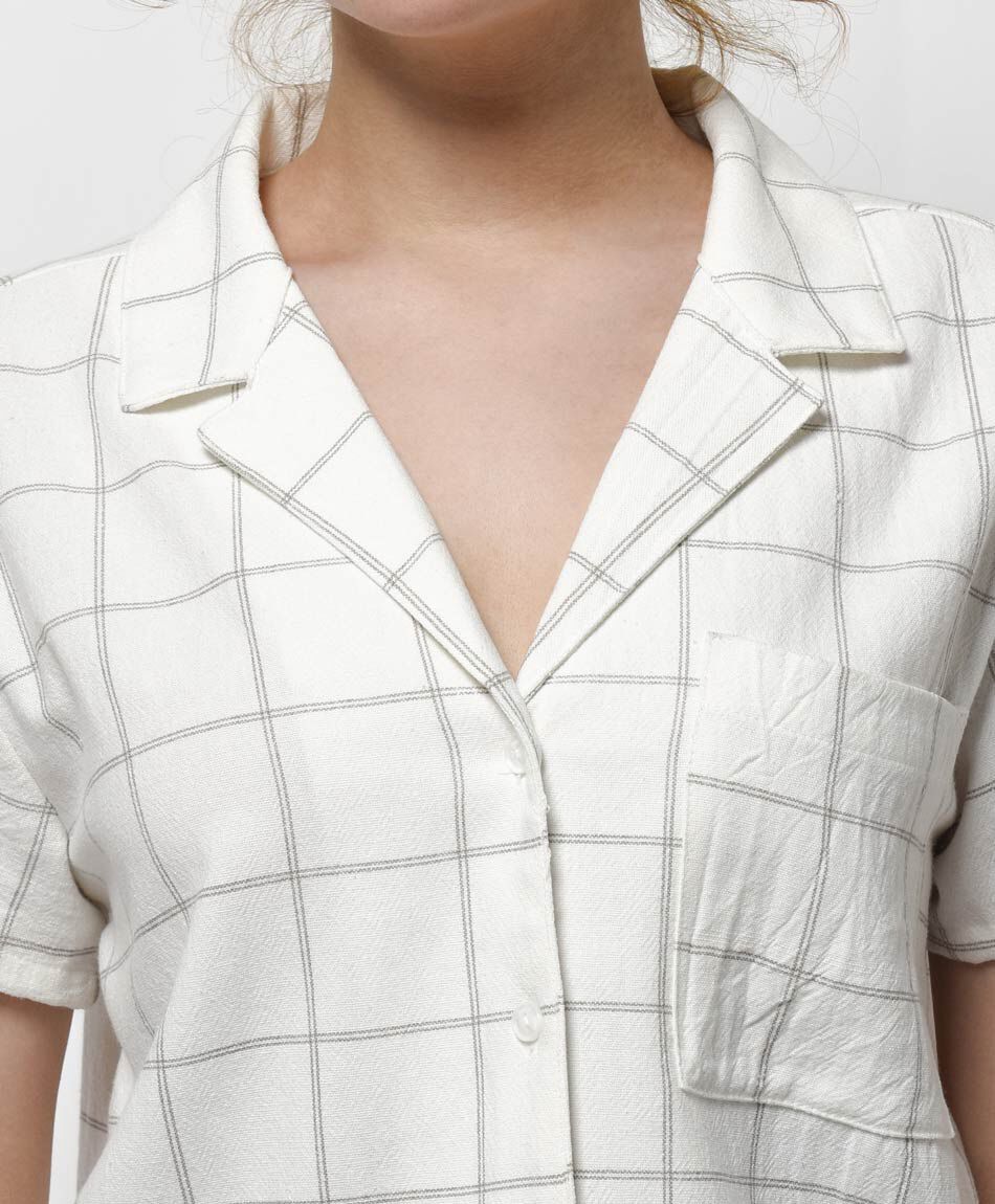 Blusa mujer lino cuadros