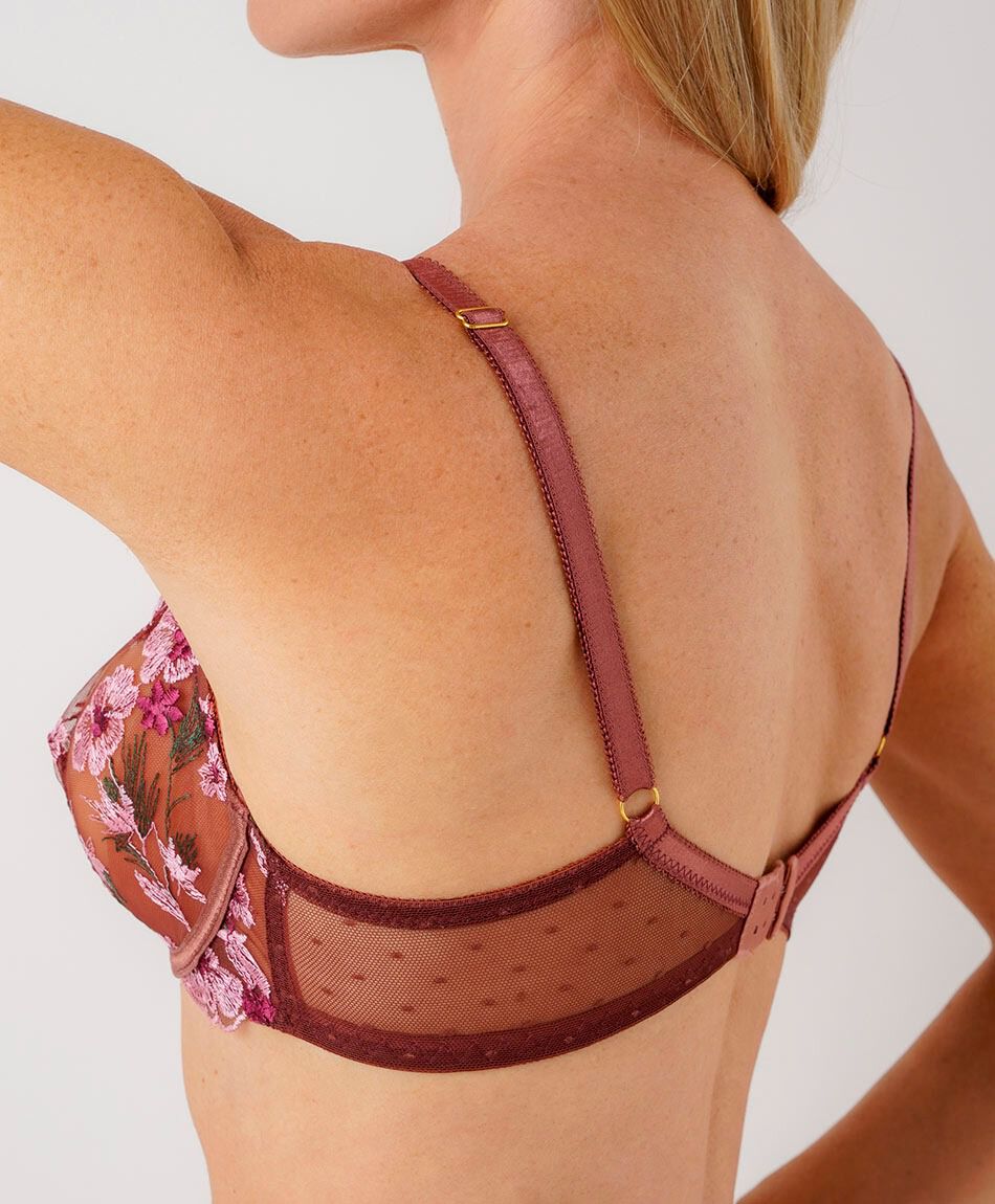 Sost&eacute;n mujer mesh flores bordadas