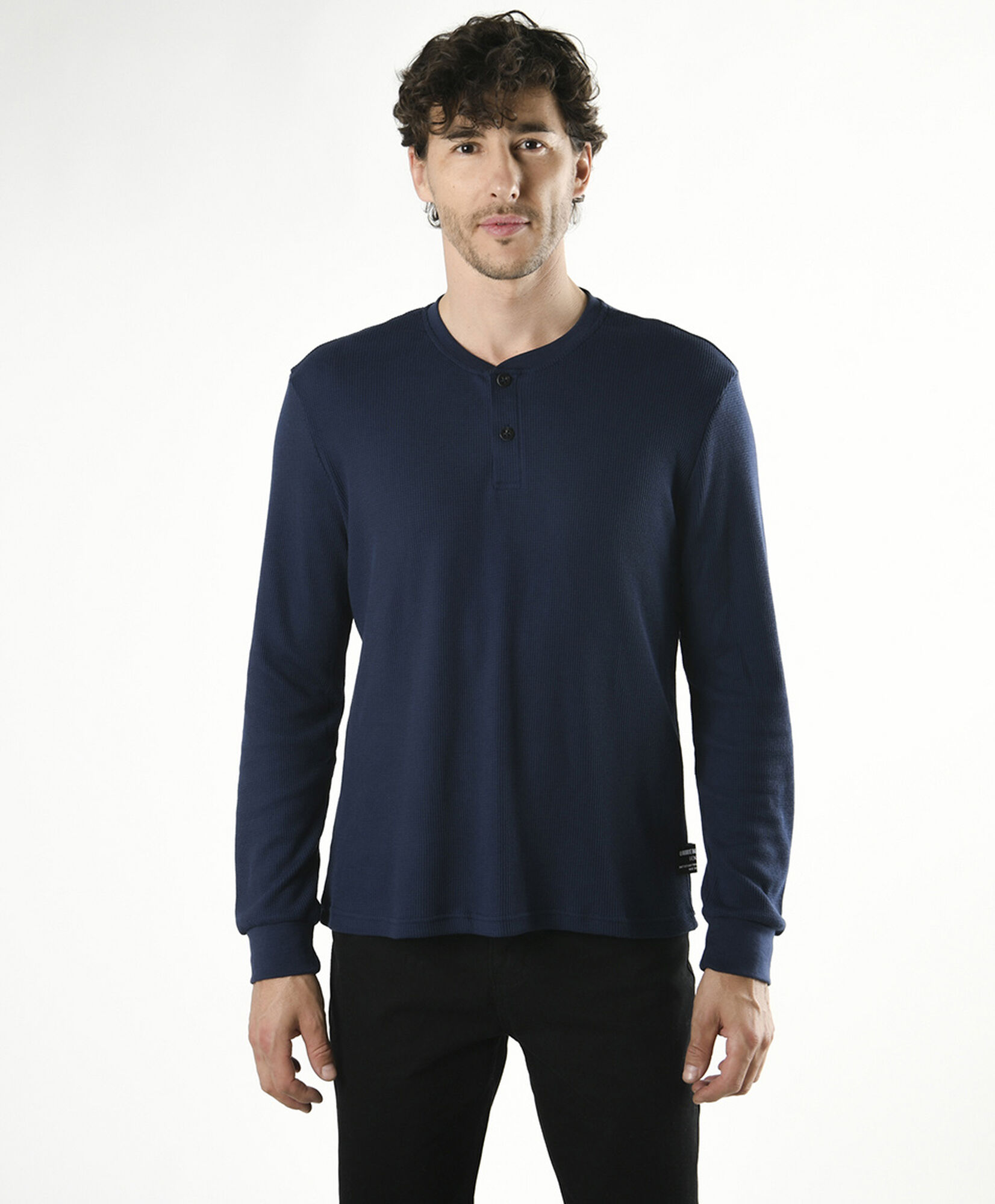 Polera hombre texturizada botones Polera hombre texturizada botones
