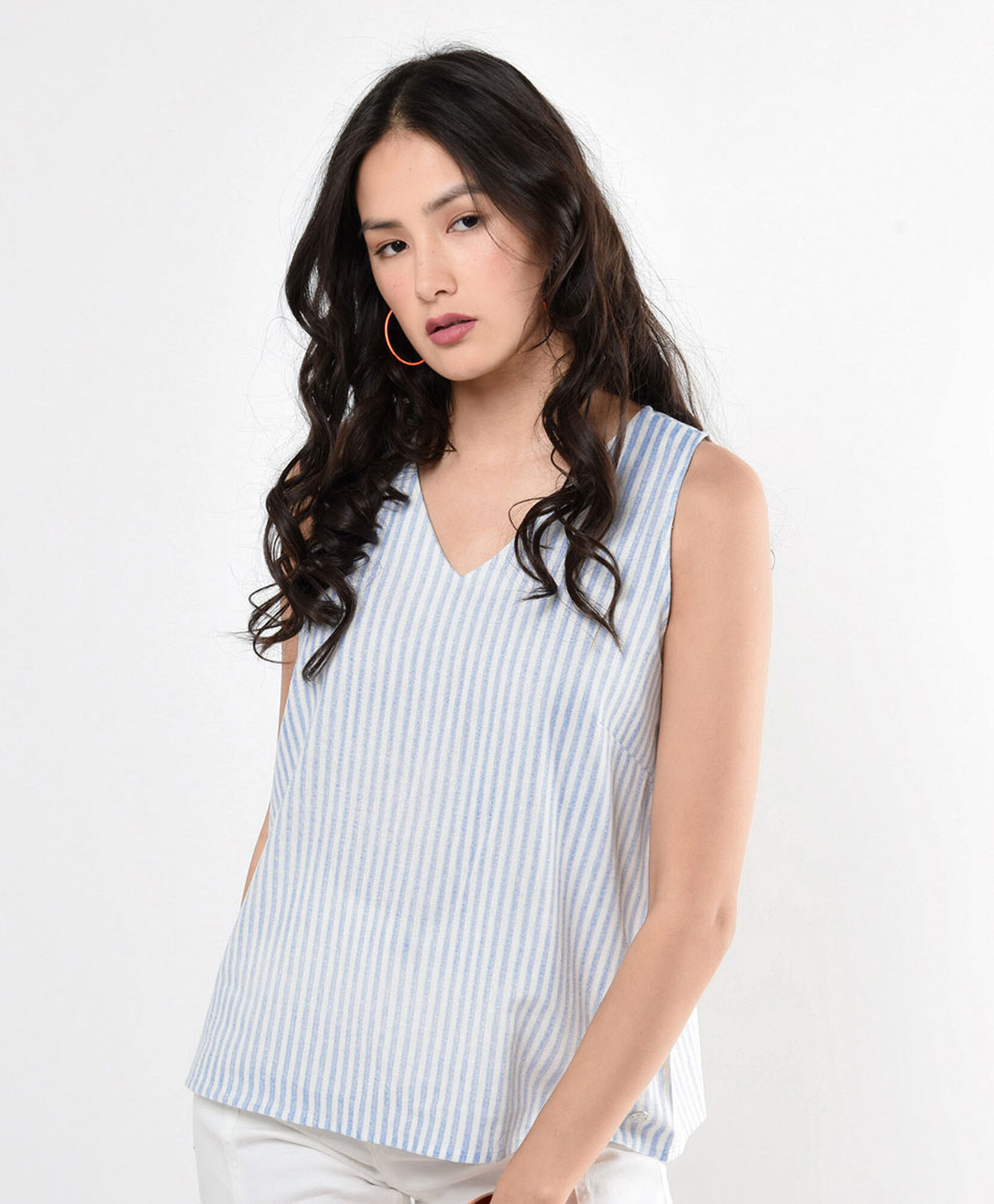Blusa mujer líneas celeste Blusa mujer líneas celeste