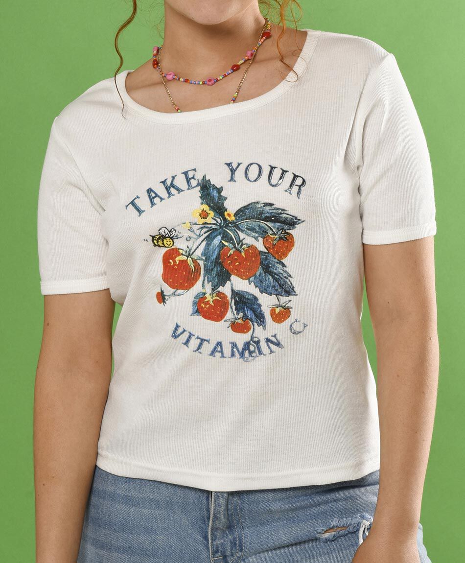 Polera manga corta cuello redondo