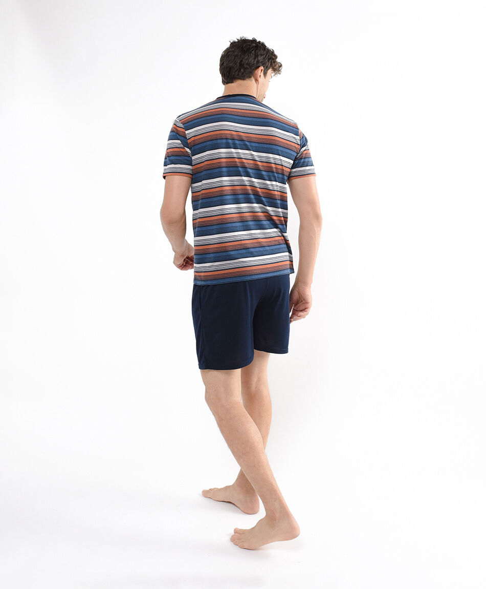 Pijama hombre cuello v lineas