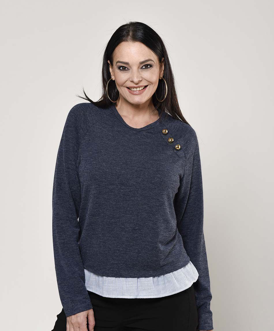 Polera mujer doble basta y botones