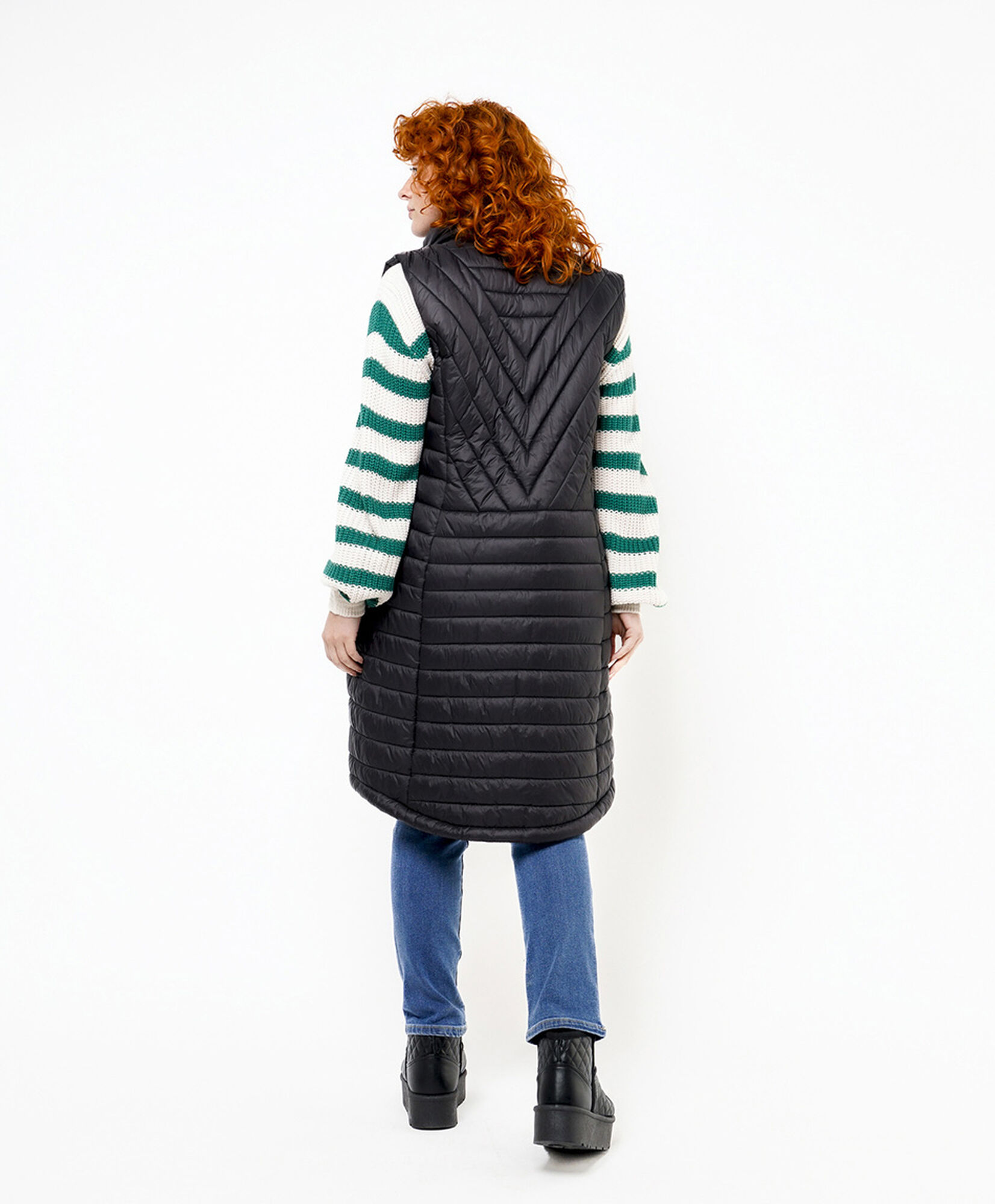 Parka mujer larga costuras mix Parka mujer larga costuras mix