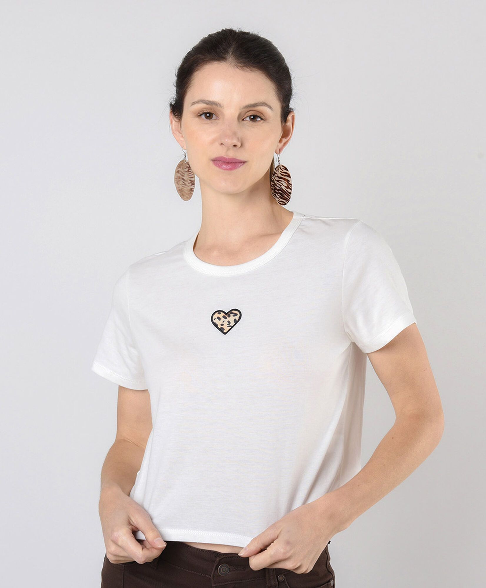 Polera mujer mini corazón animal print Polera mujer mini corazón animal print