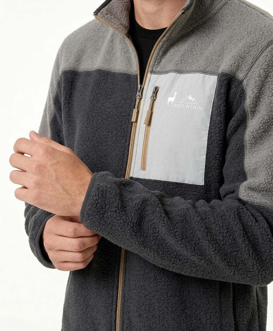 Chaqueta hombre polar bicolor bolsillo