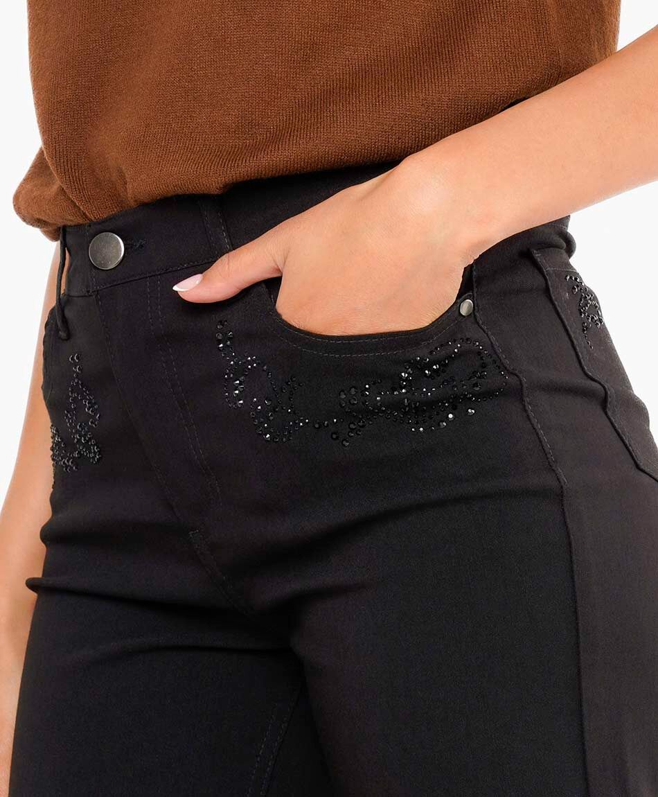 Pantal&oacute;n mujer negro brillitos