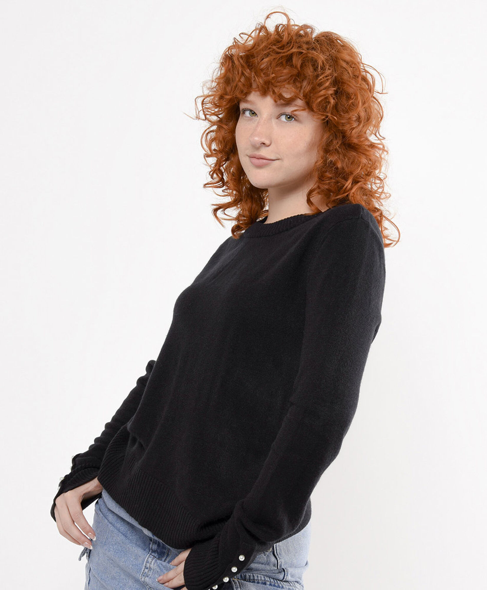 Sweater mujer botones manga negro Sweater mujer botones manga negro