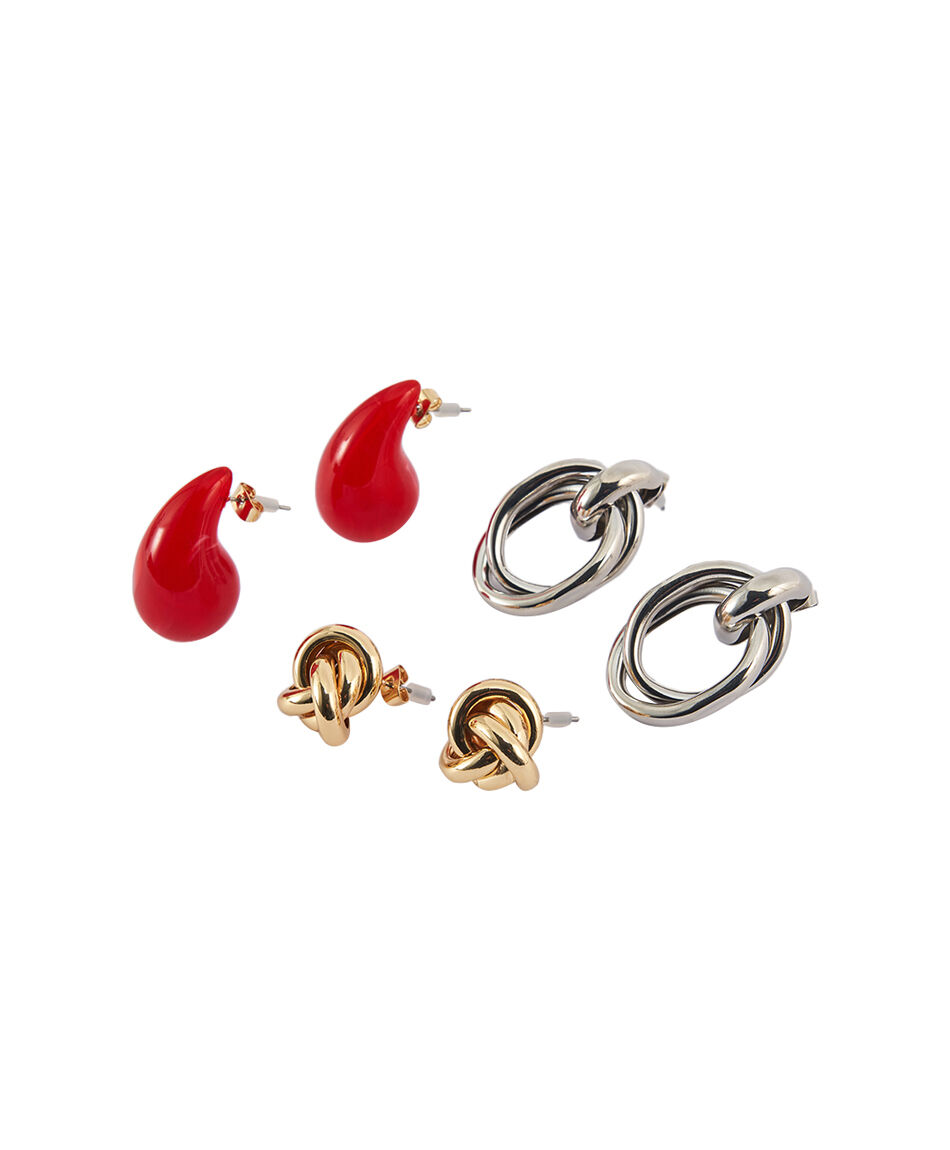 Set 3 aros mujer silver