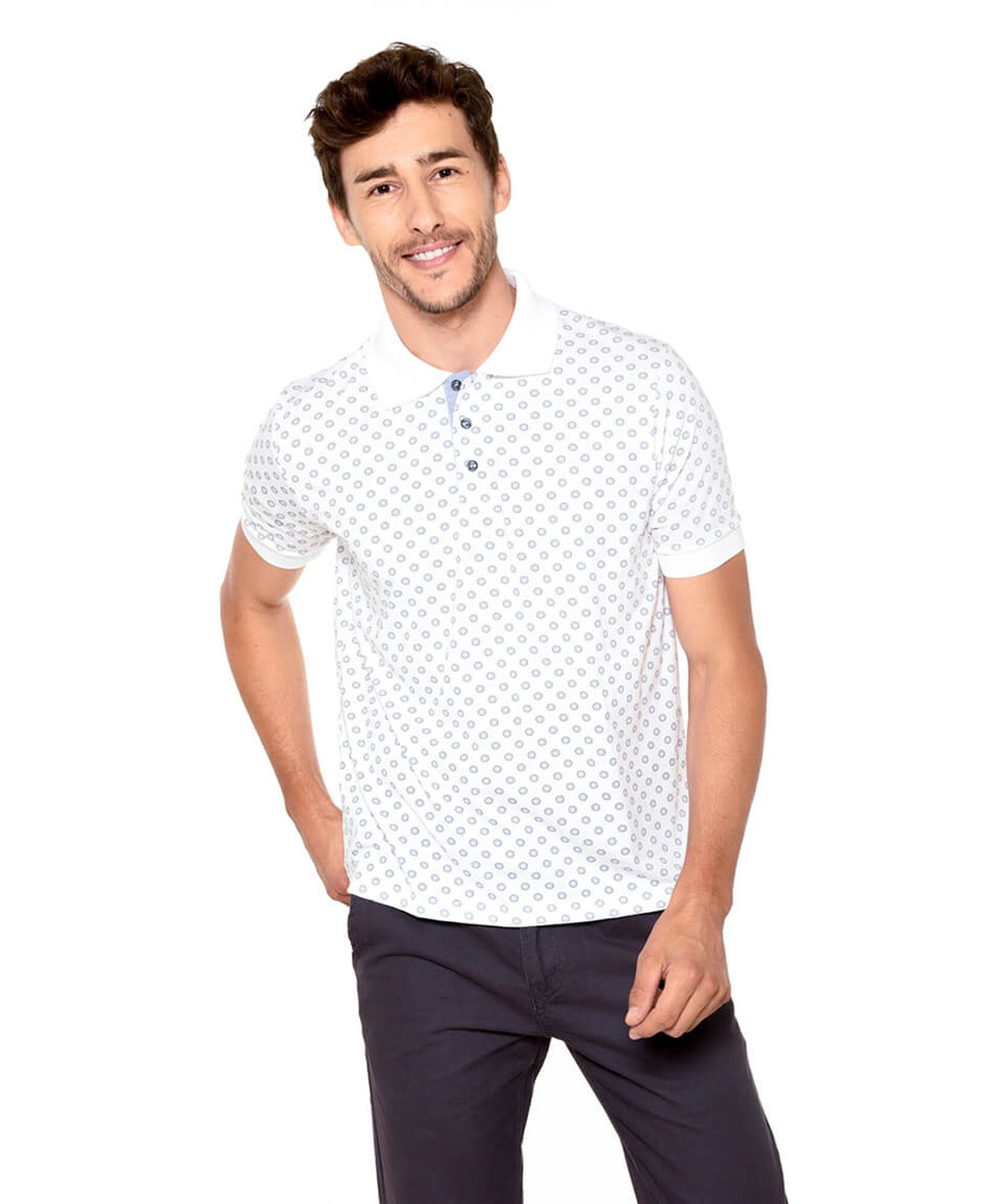 Polera cuello polo estampada Polera cuello polo estampada