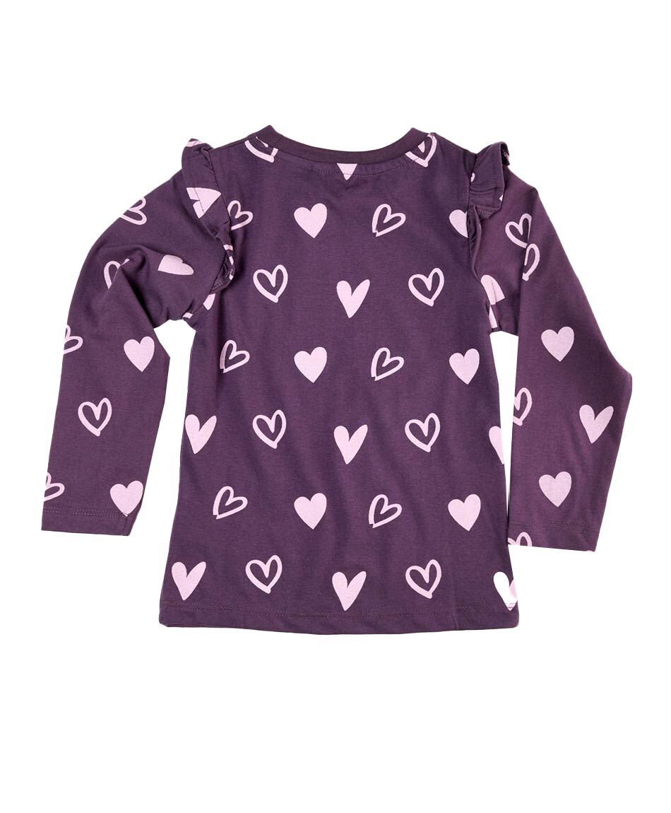 Polera beb&eacute; corazones manga larga