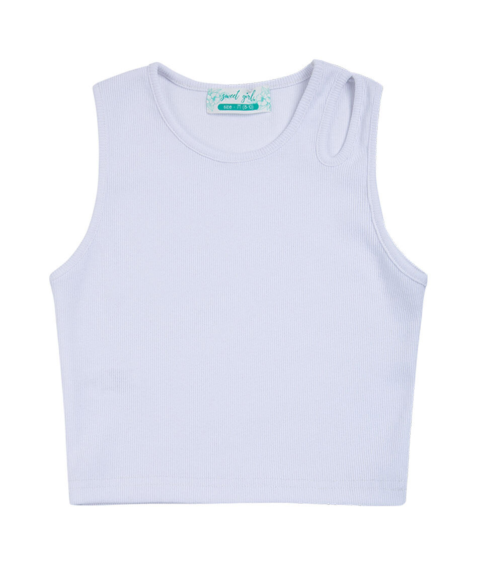 Polera ni&ntilde;a cut out blanca