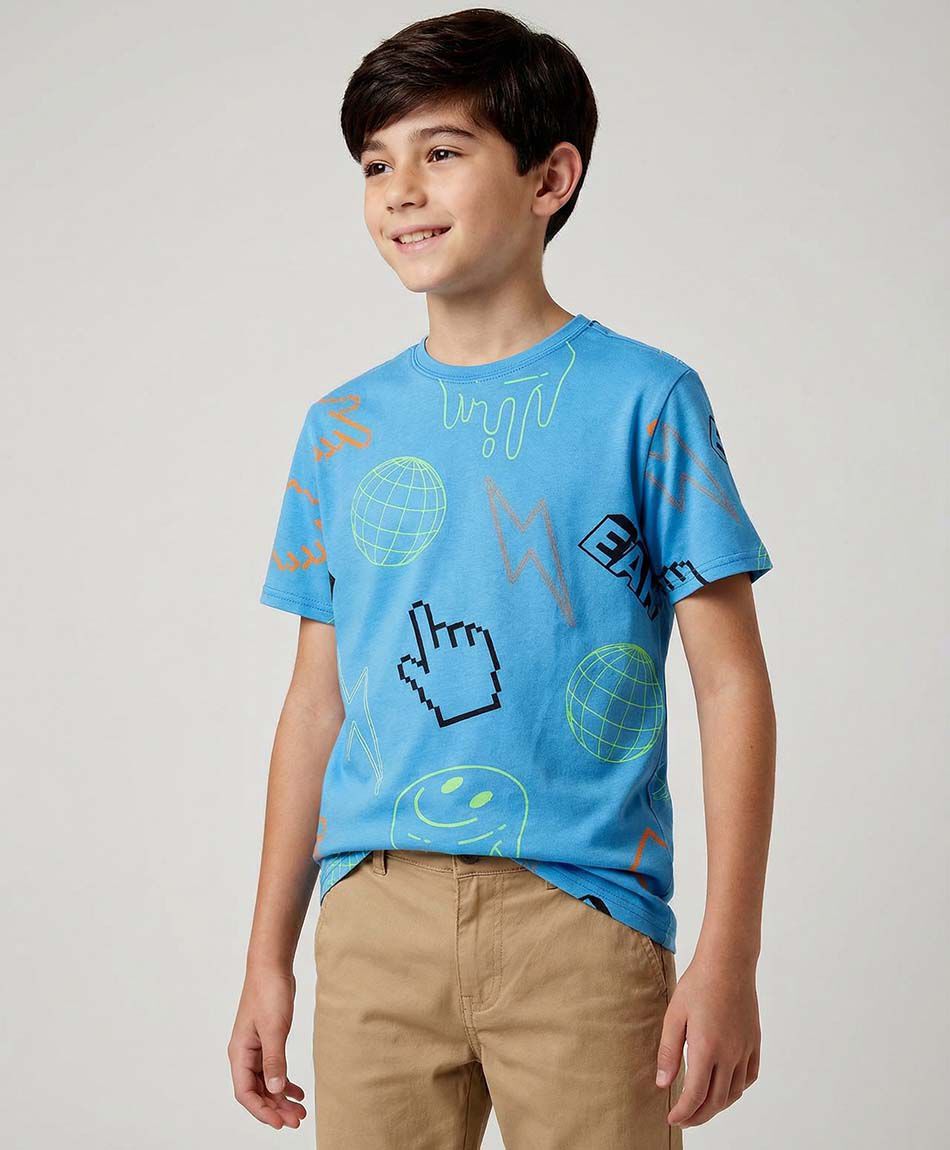 Polera ni&ntilde;o celeste dibujos