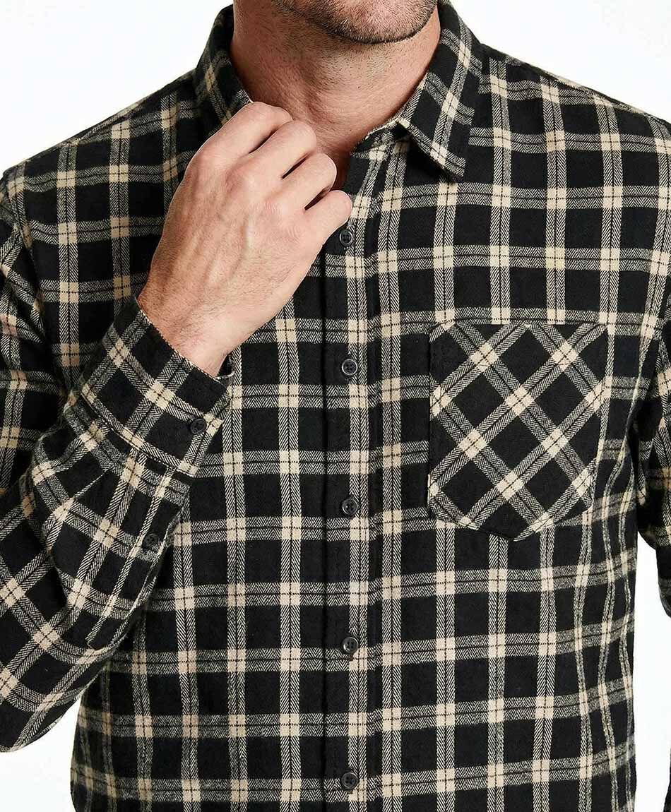 Camisa hombre franela beige