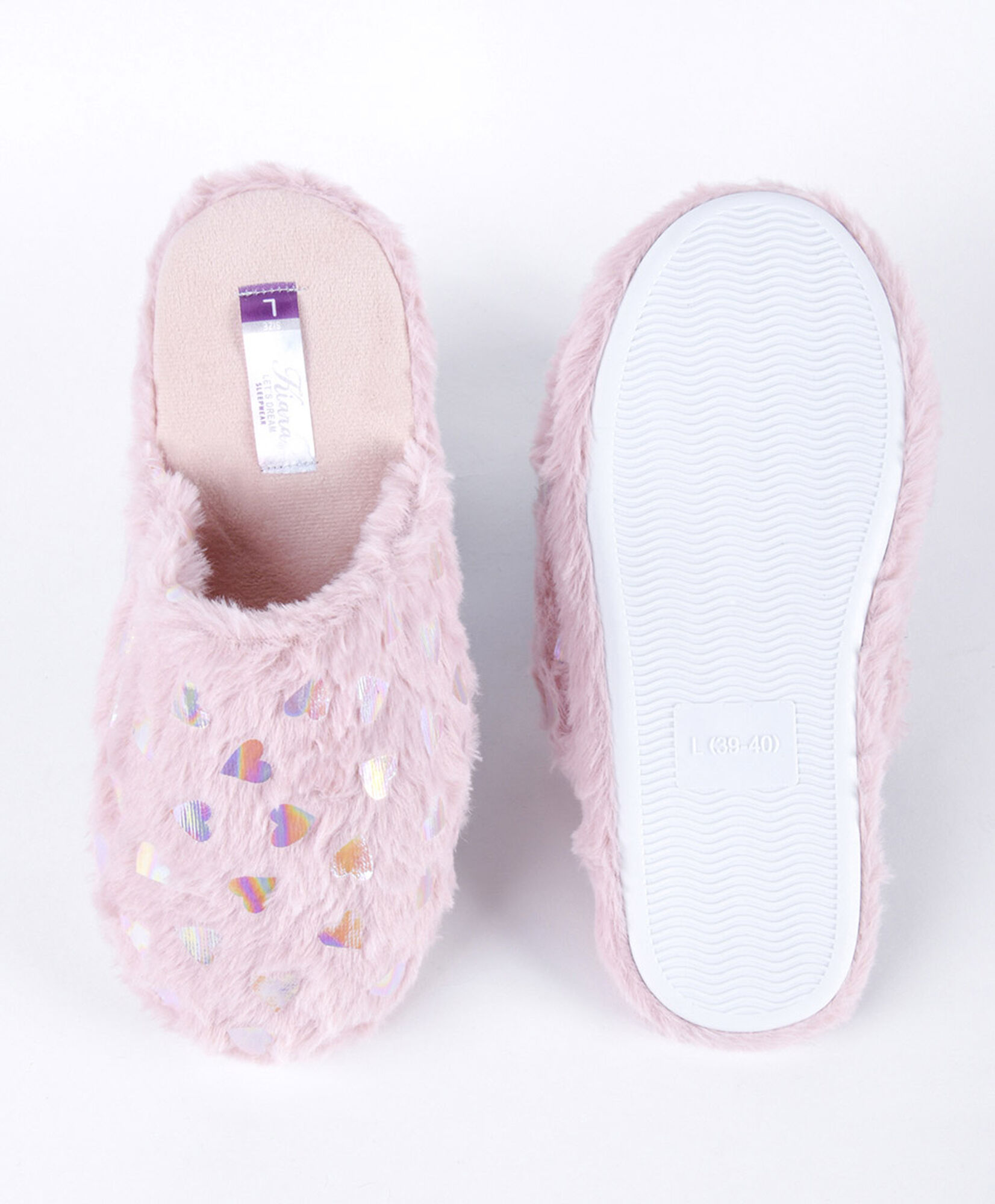 Pantufla mujer corazones brillantes rosada Pantufla mujer corazones brillantes rosada
