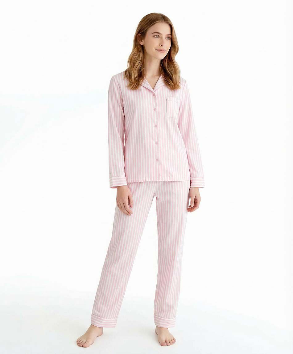 Pijama mujer camisero pink rayas