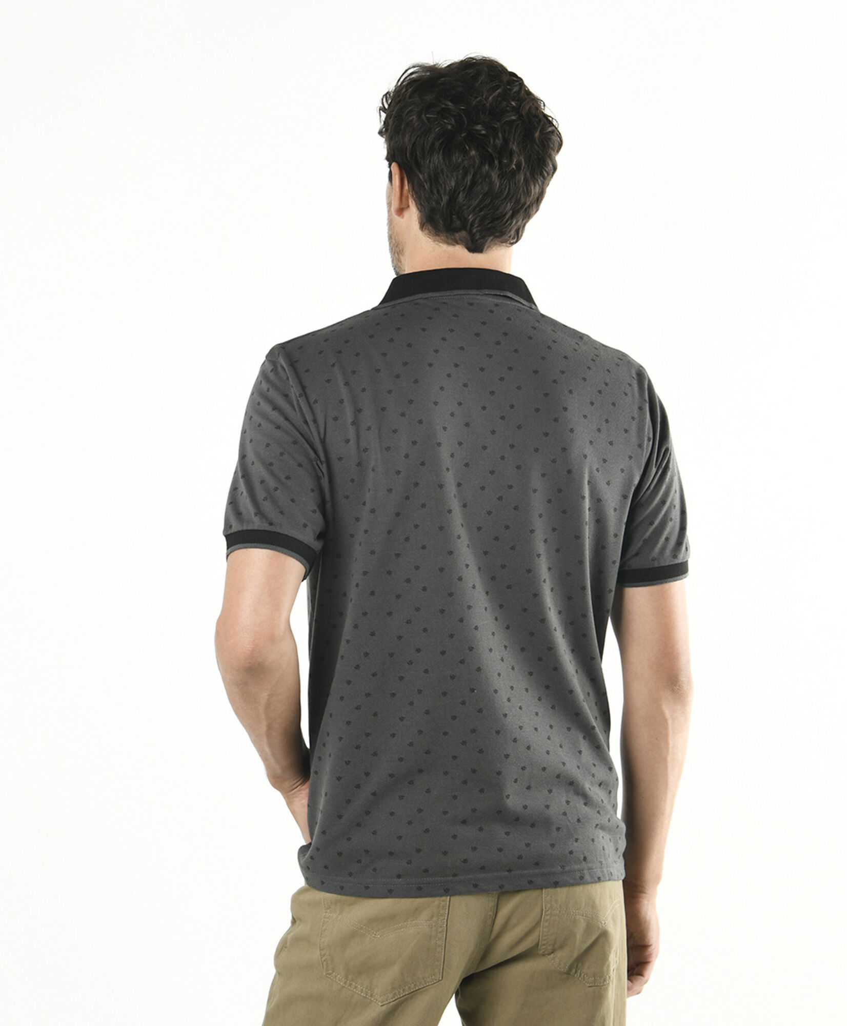 Polera hombre gris cuello piqué Polera hombre gris cuello piqué