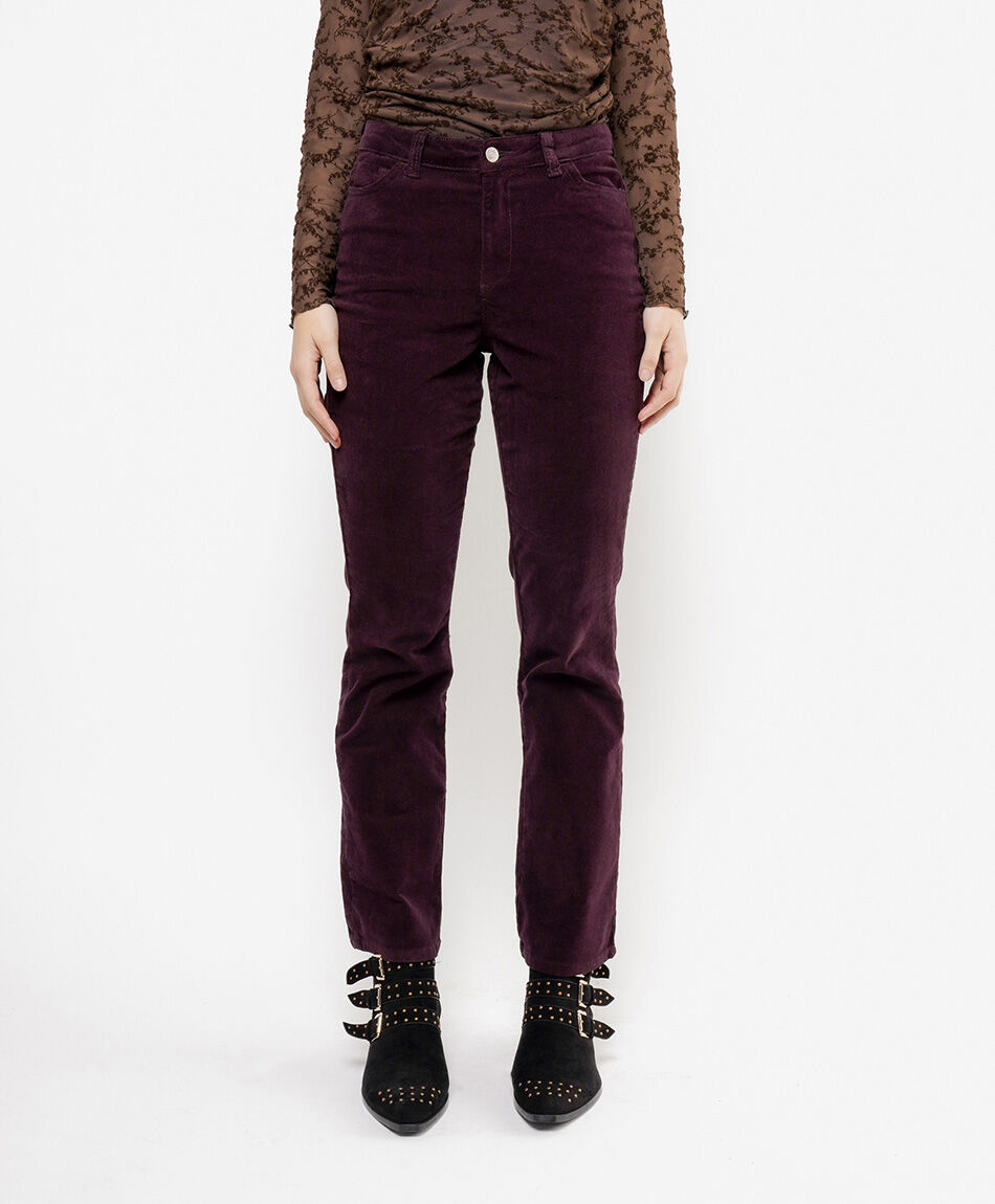 Pantal&oacute;n mujer corderoy burdeo