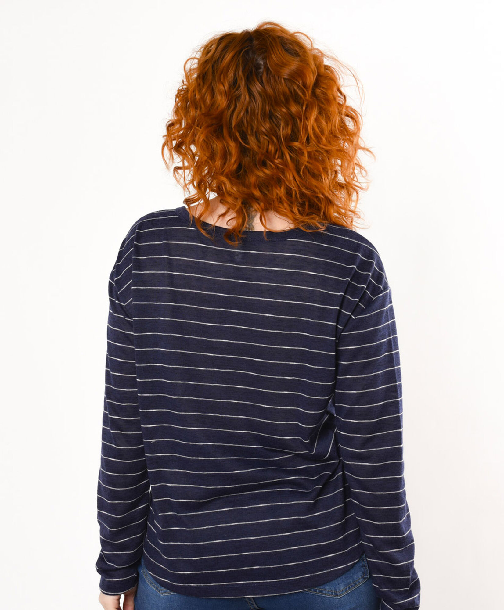 Polera mujer líneas azul oscuro Polera mujer líneas azul oscuro