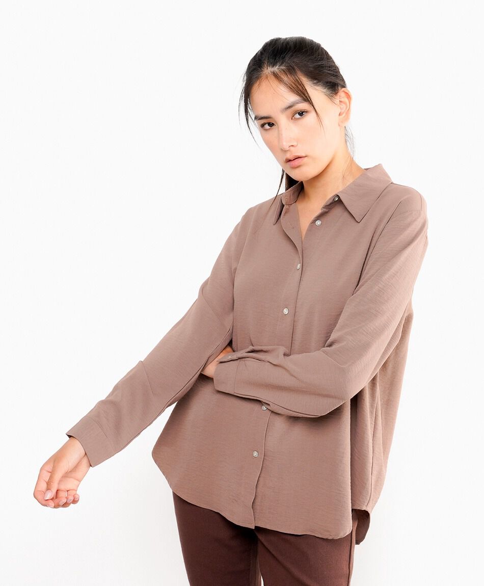 Blusa mujer camisera chocolate