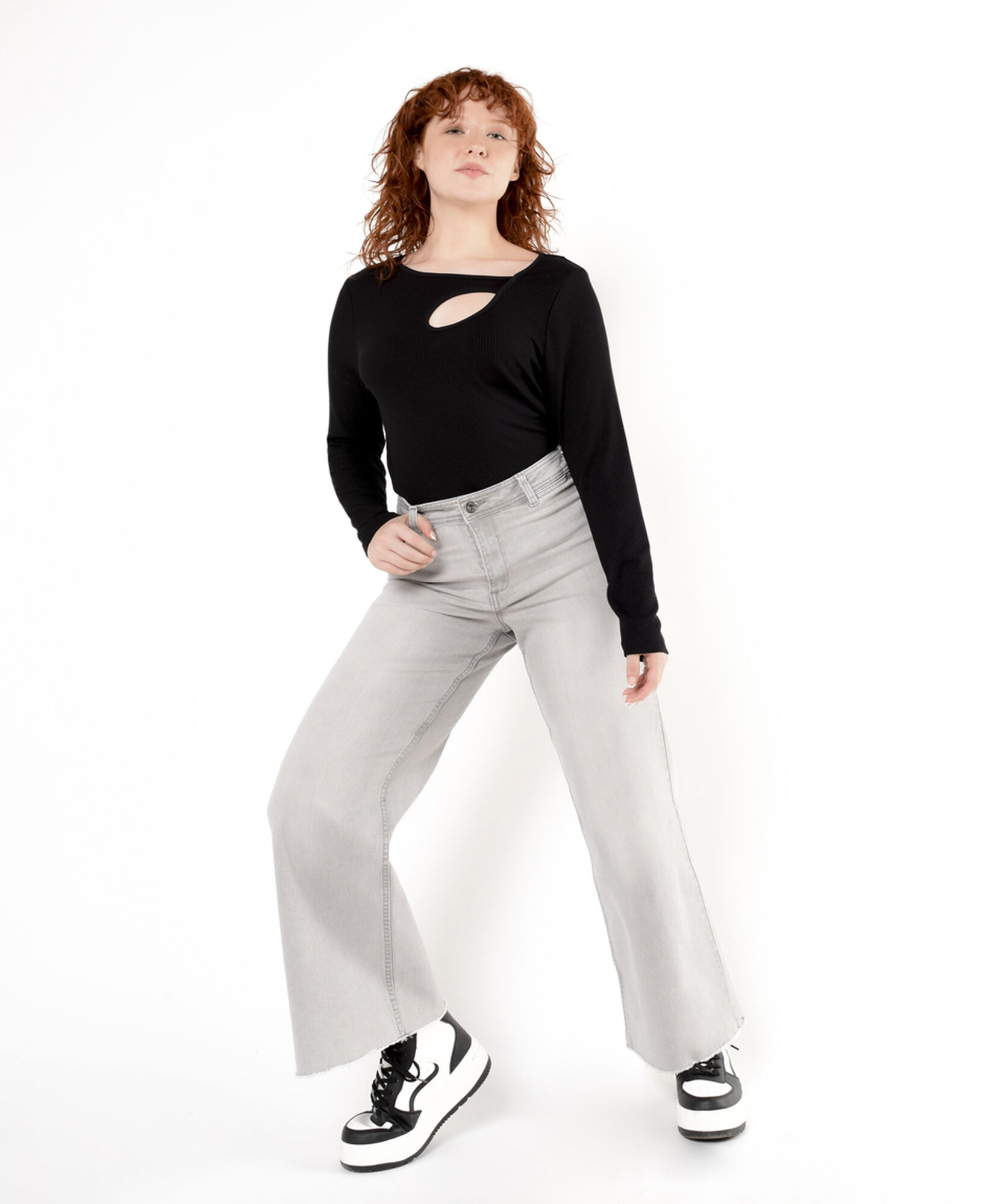 Jeans mujer liso gris wide Jeans mujer liso gris wide