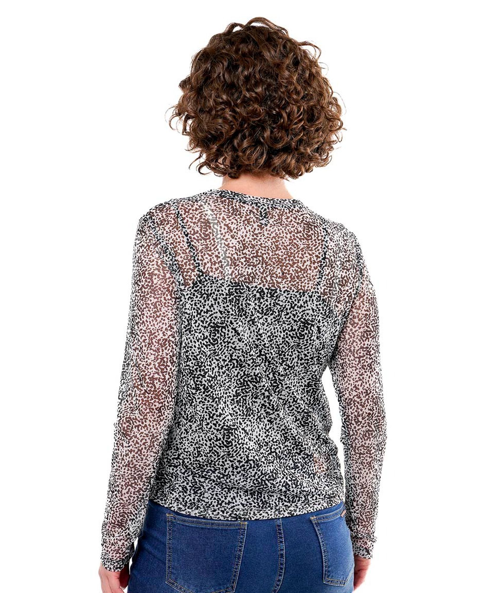 Polera mujer mesh animal print gris Polera mujer mesh animal print gris
