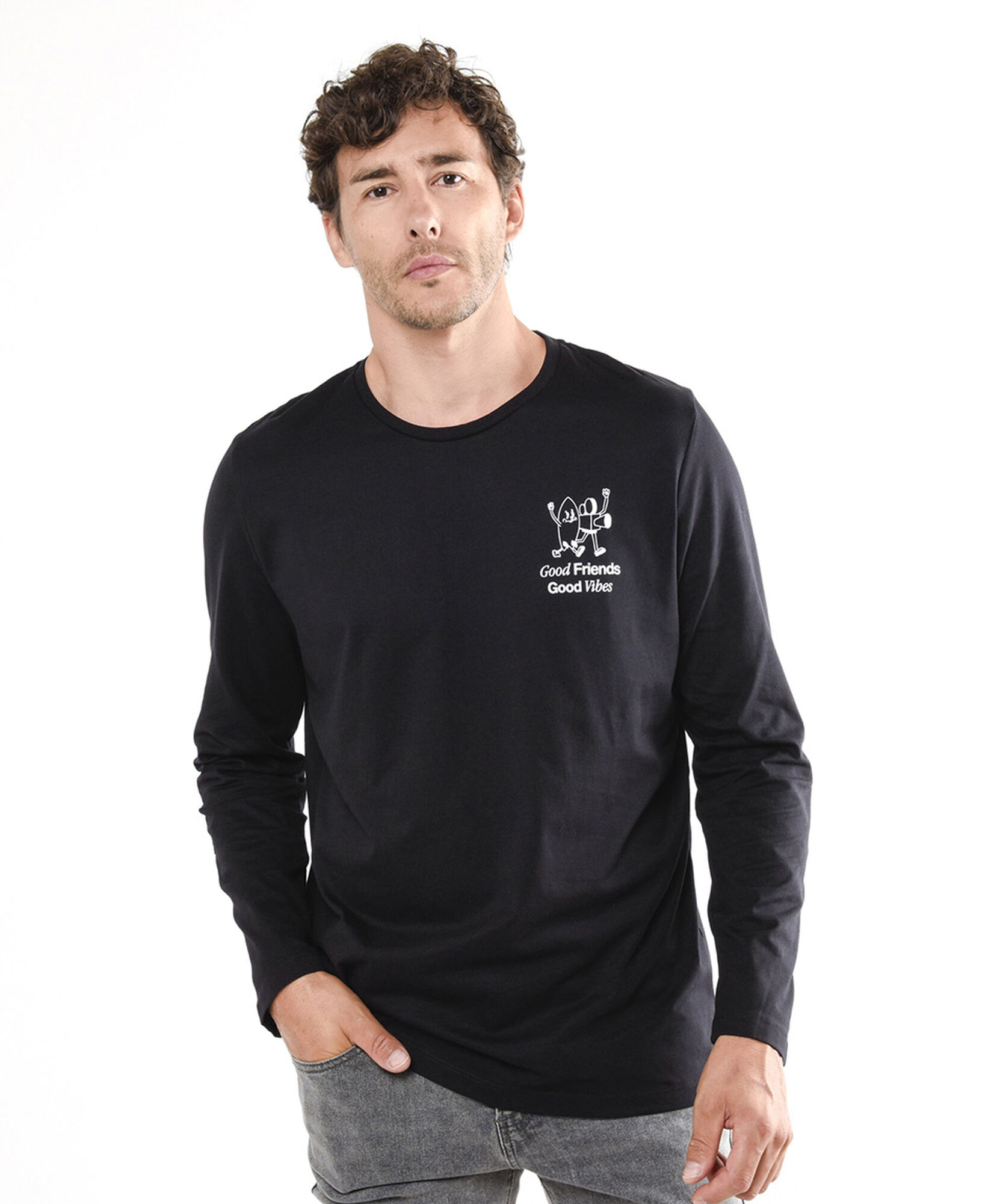 Polera hombre manga estampada Polera hombre manga estampada