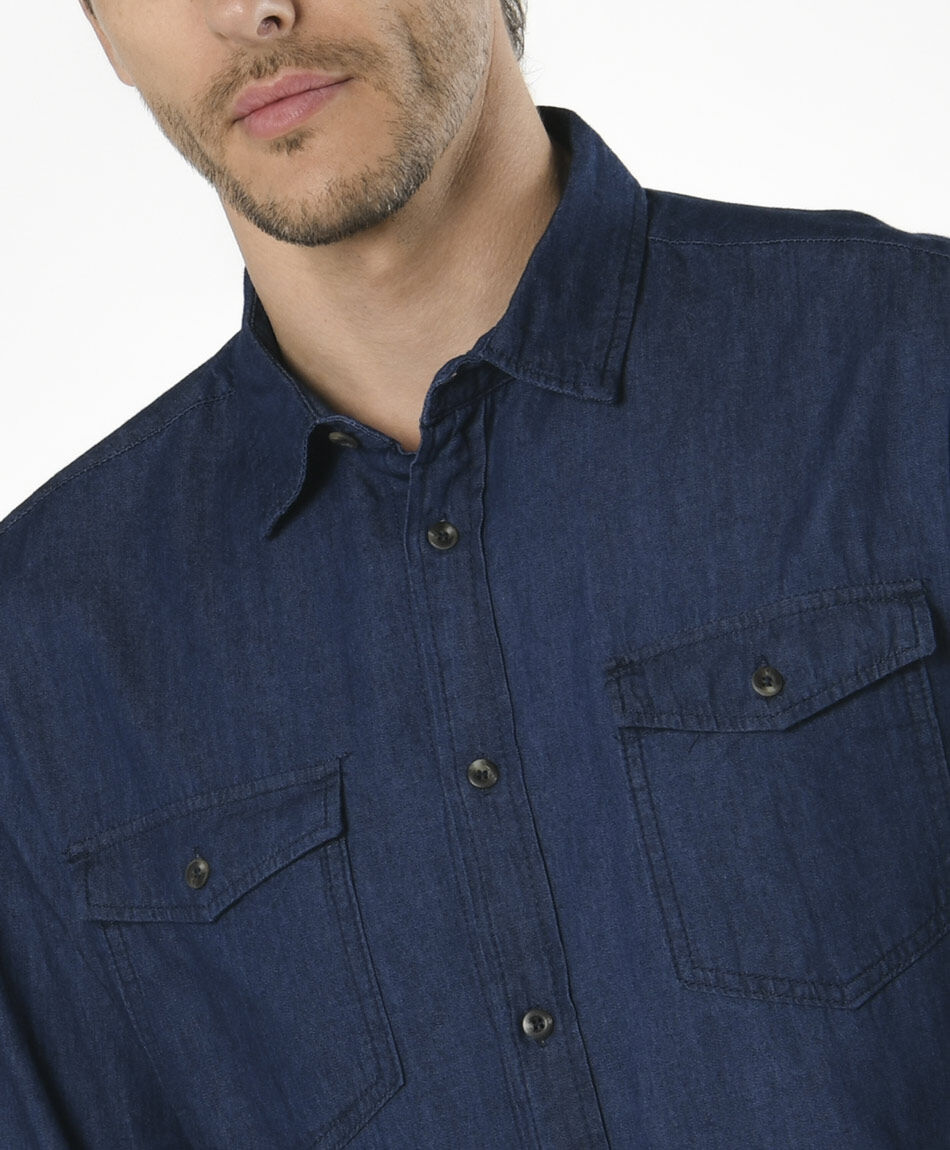 Camisa hombre denim azul