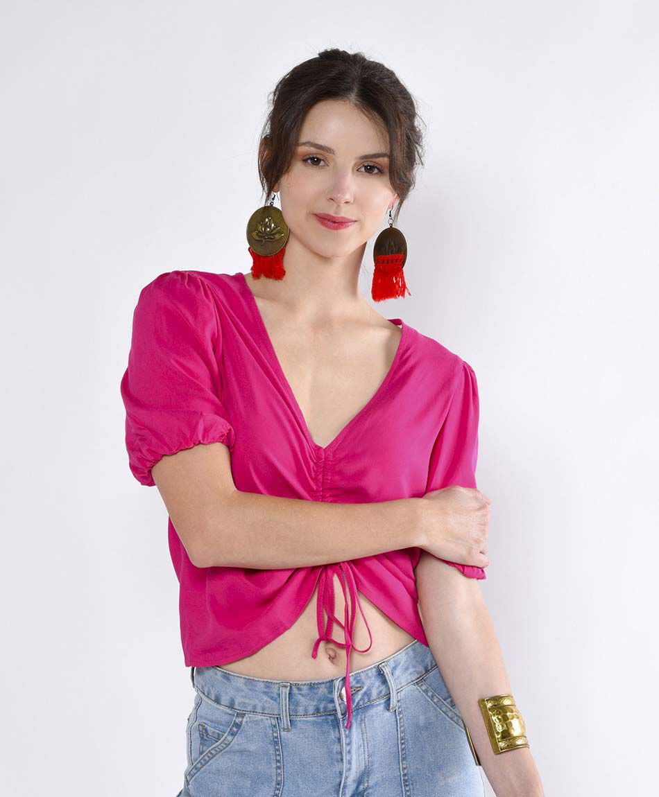 Blusa crop manga corta