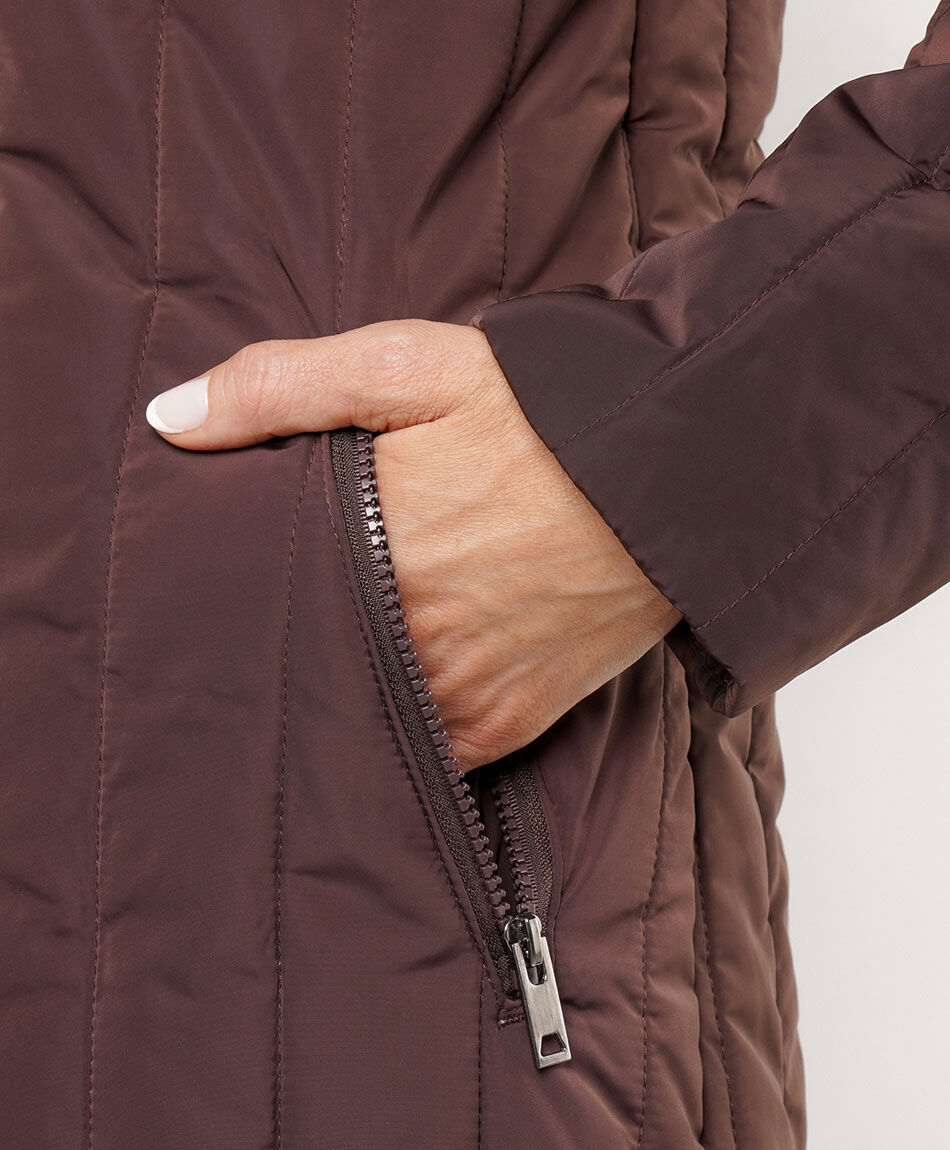 Parka mujer larga pelitos gorro