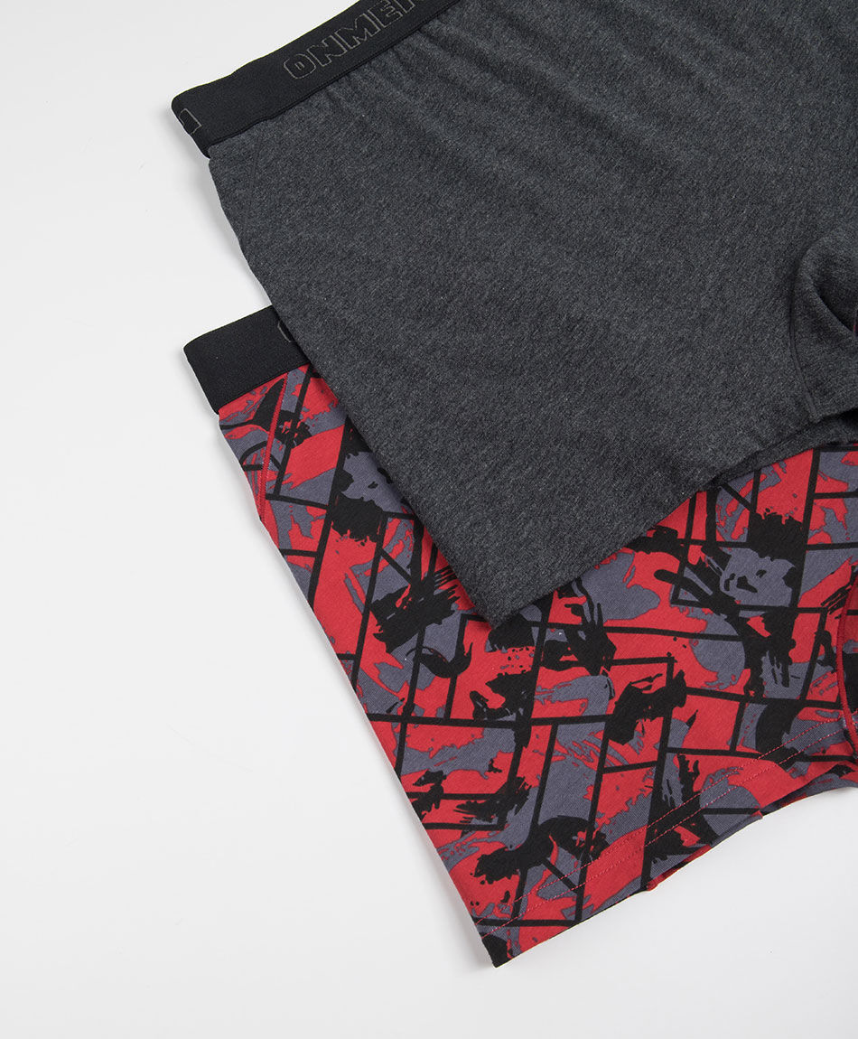 Pack 2 boxer hombre rojo gris