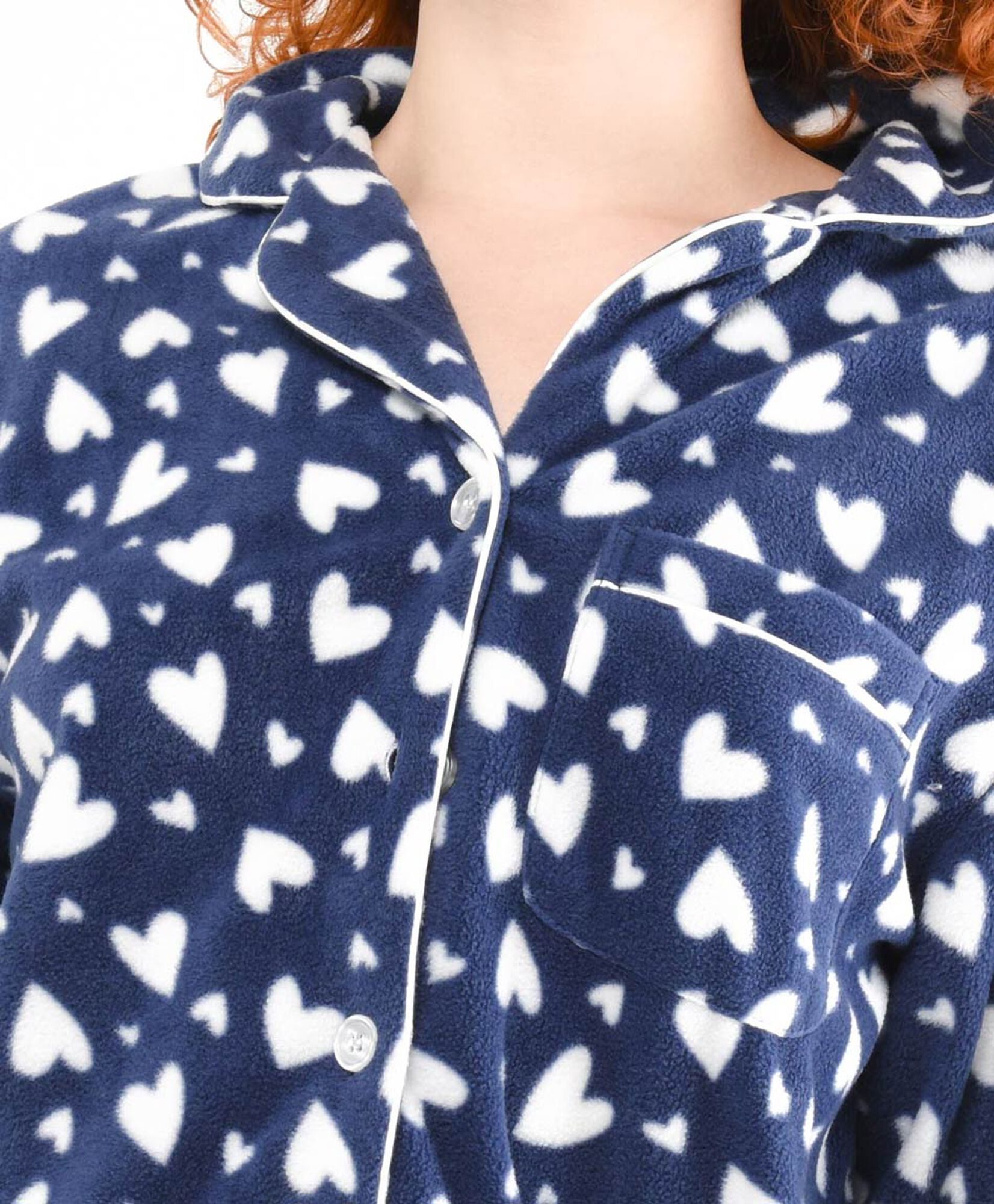 Pijama mujer polar camisero corazones Pijama mujer polar camisero corazones