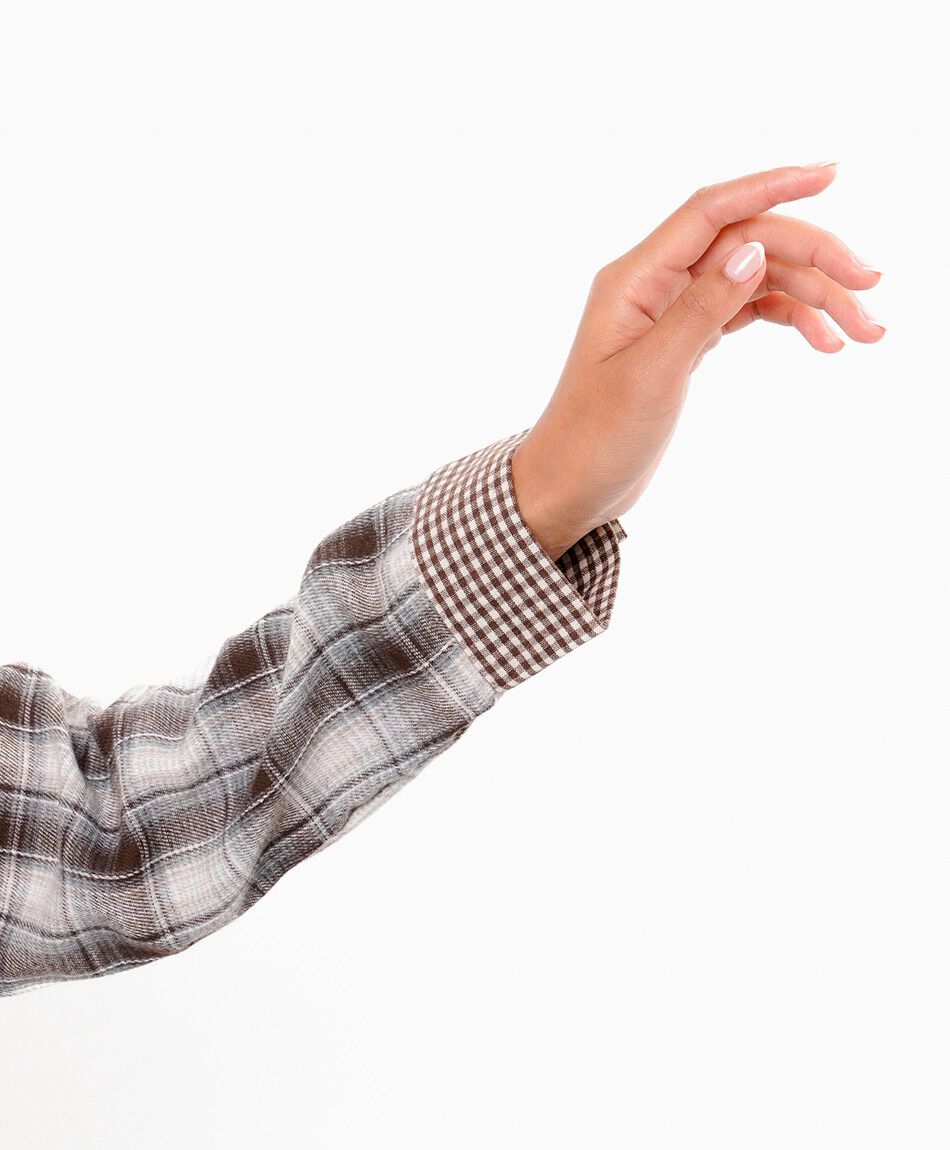 Blusa mujer escoces cuadros caf&eacute;