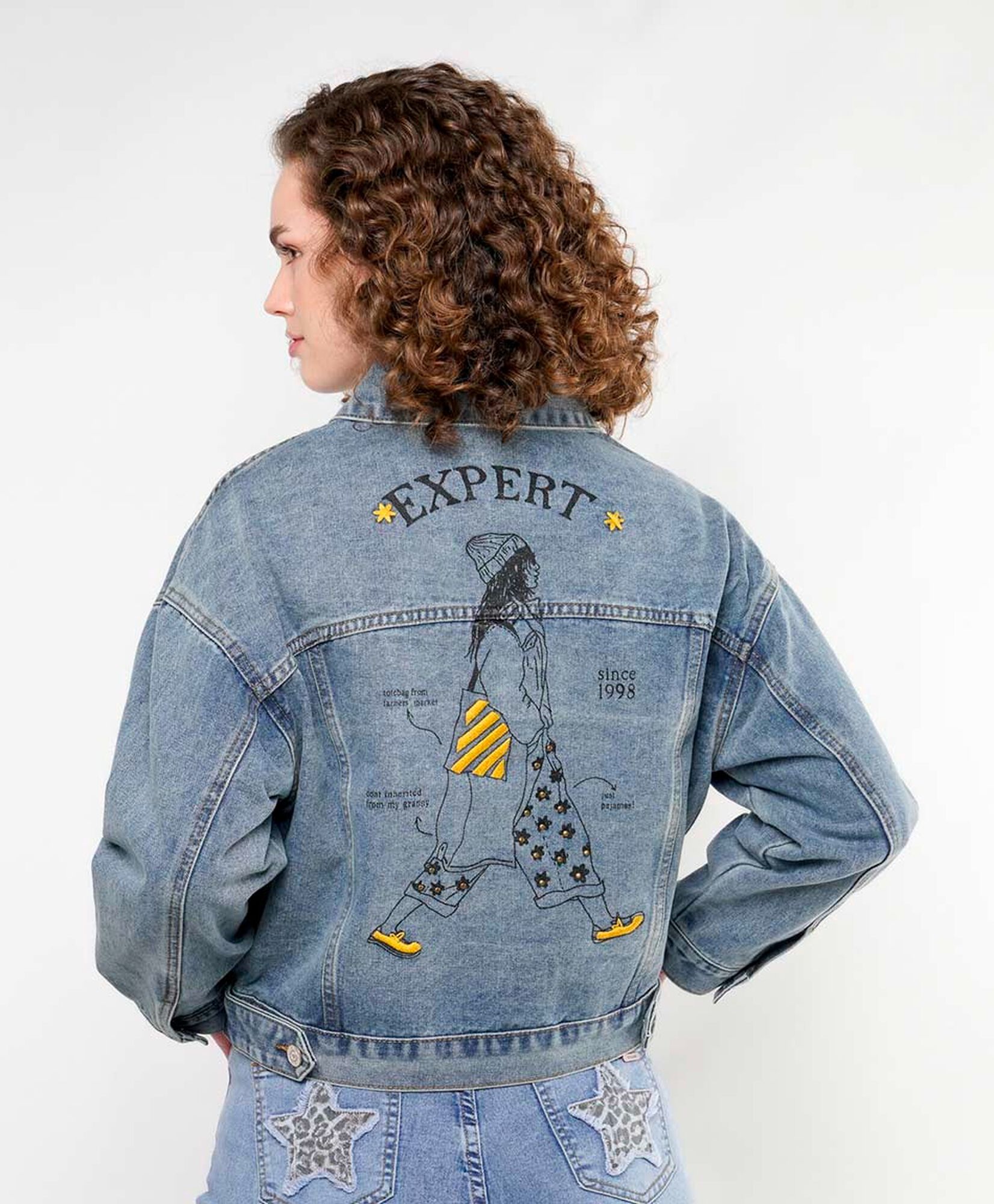 Chaqueta mujer denim estampado Chaqueta mujer denim estampado