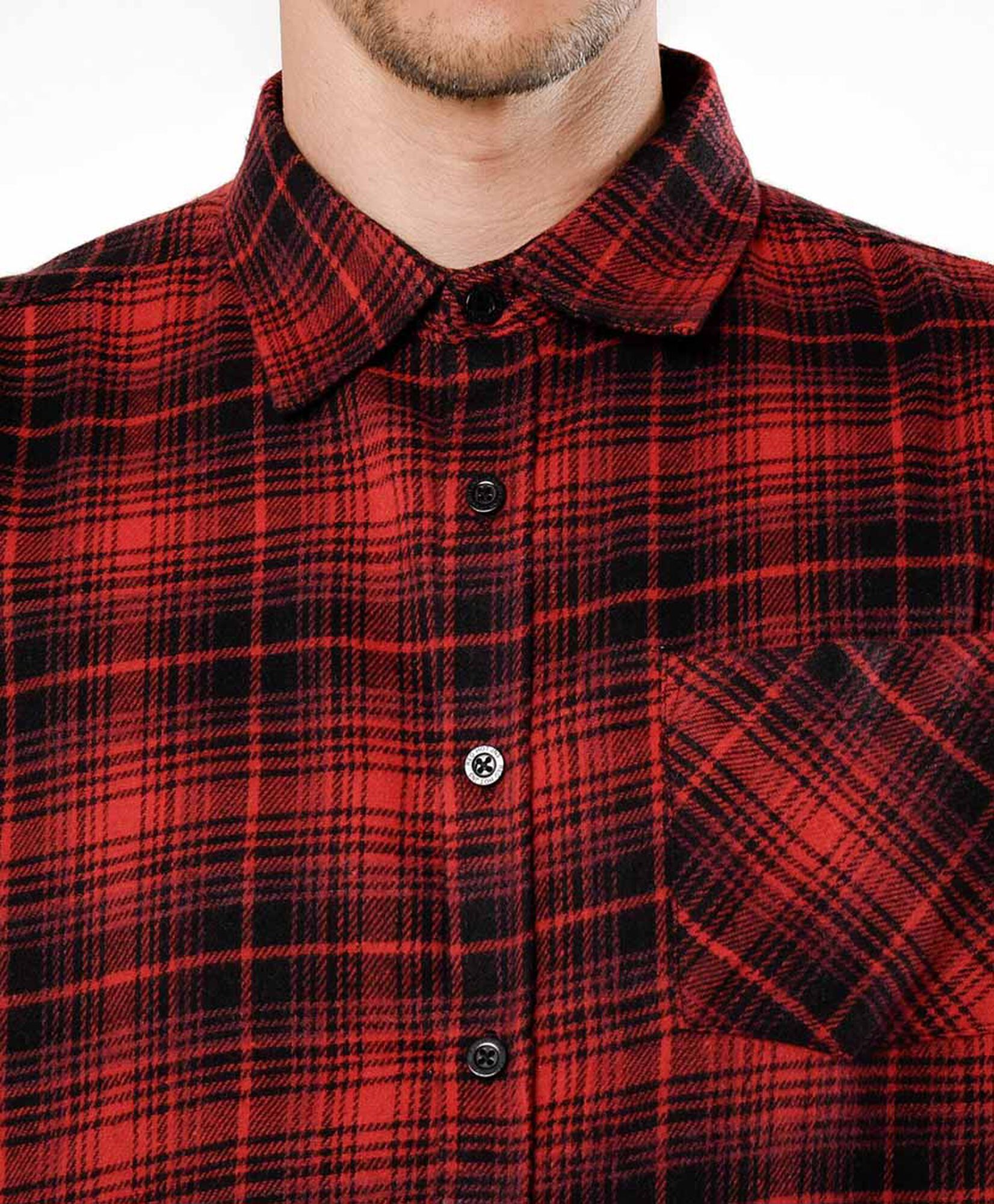Camisa hombre franela cuadrille rojo y negro Camisa hombre franela cuadrille rojo y negro