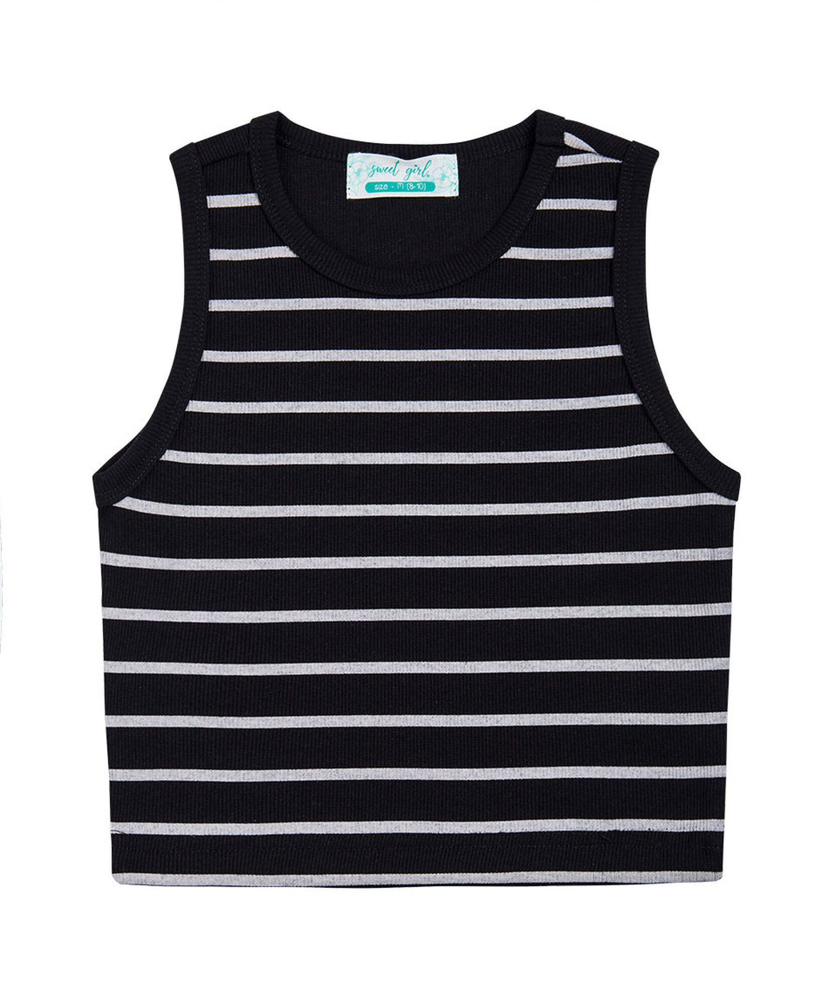 Polera niña líneas negra Polera niña líneas negra