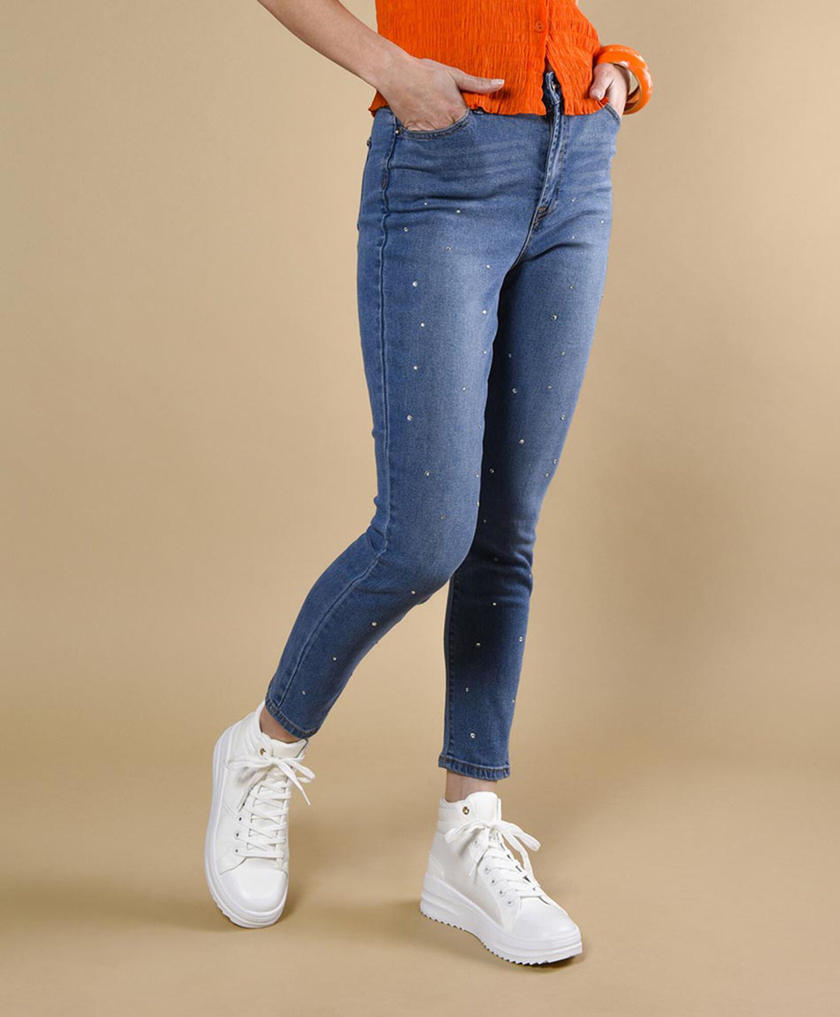 Jeans tiro alto brillos Jeans tiro alto brillos